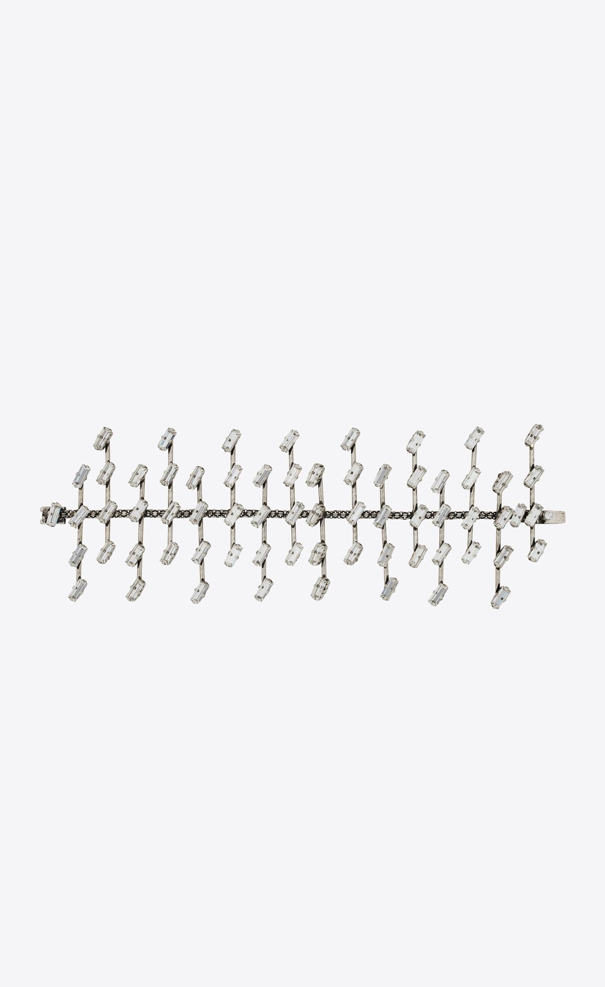 YSL Rhinestone Ranks Bracelet In Metal Strieborne | 97543-JFEY