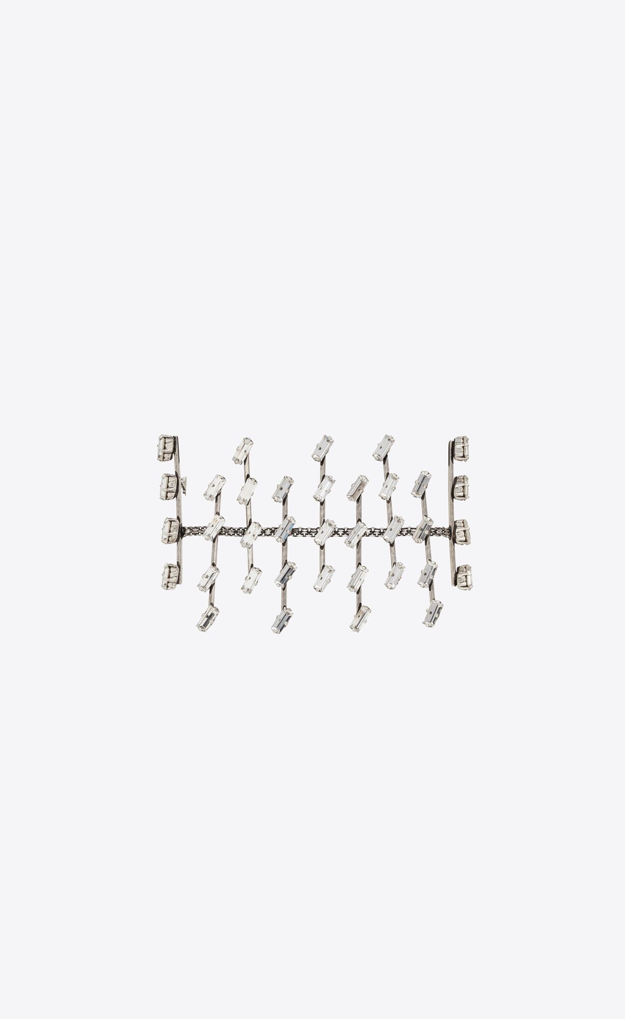 YSL Rhinestone Ranks Bracelet In Metal Strieborne | 97543-JFEY