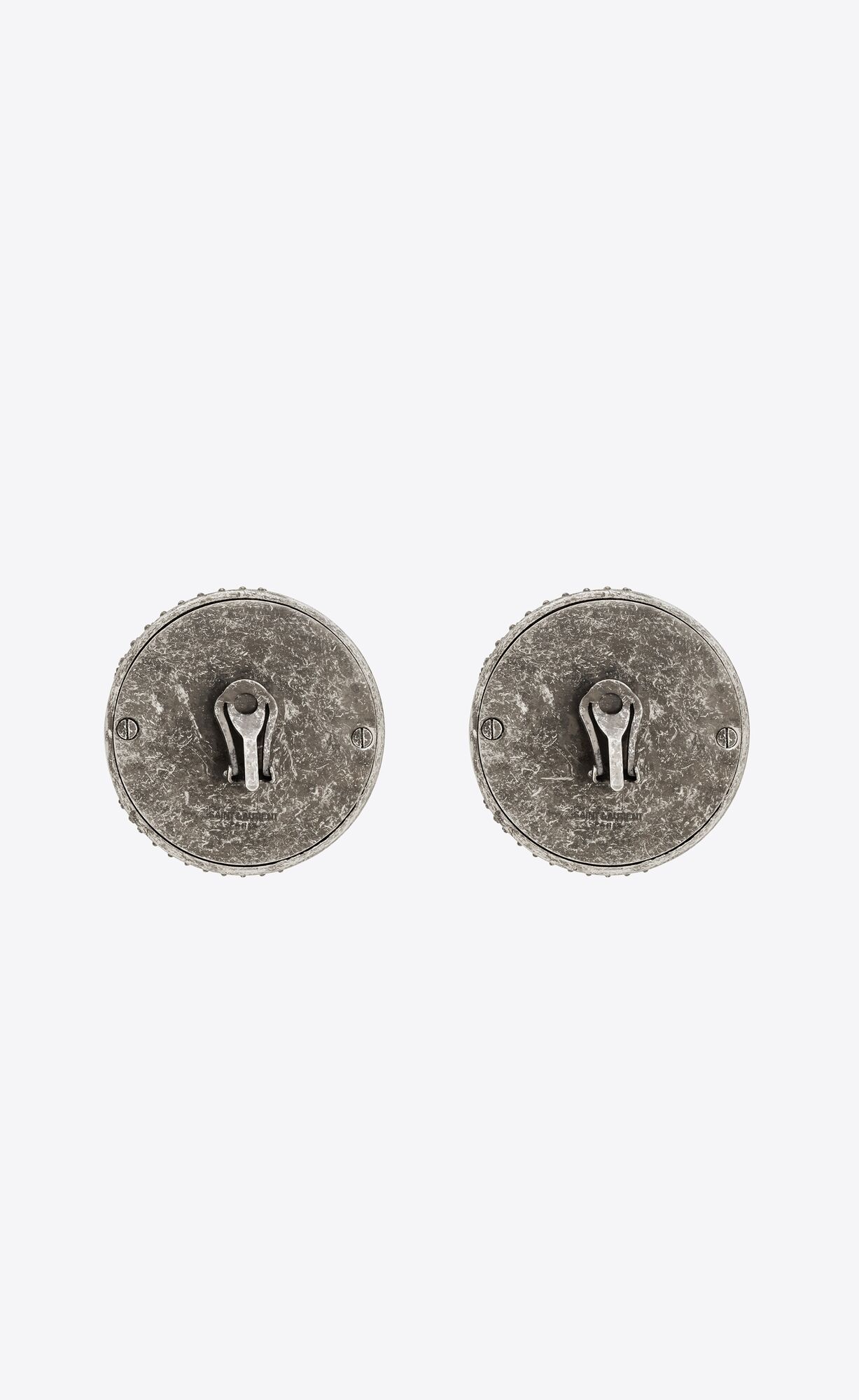 YSL Rhinestone Sphere Earrings In Metal Strieborne | 01467-OCKM