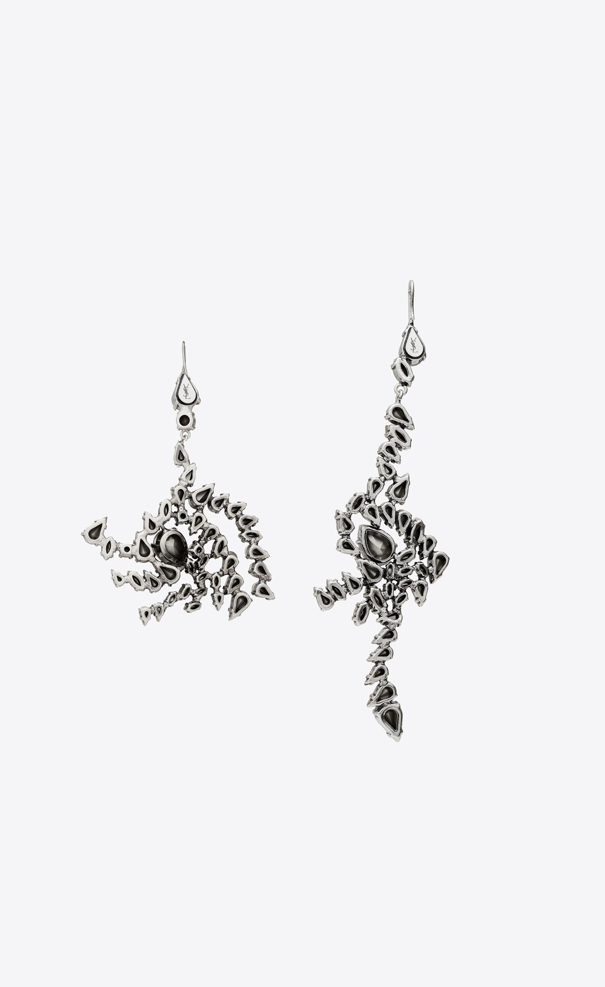 YSL Rhinestone Spiral Earrings In Metal Strieborne | 48659-JMFW