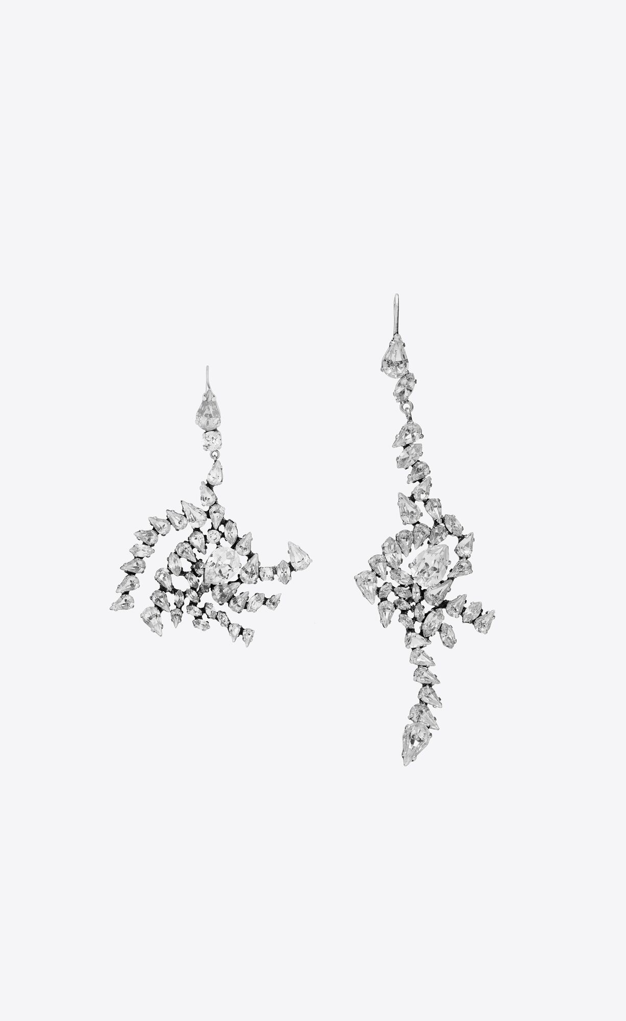 YSL Rhinestone Spiral Earrings In Metal Strieborne | 48659-JMFW