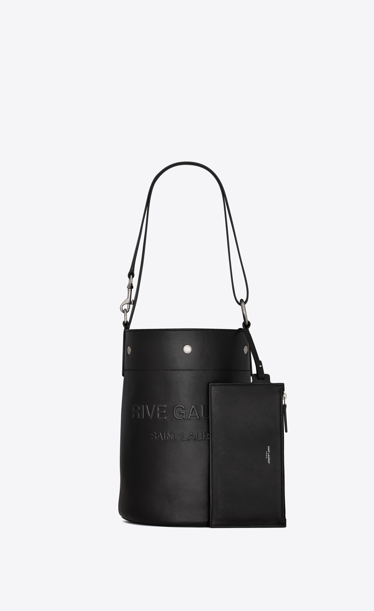 YSL Rive Gauche Bucket Bag In Smooth Kozene Noir | 98634-NEHG