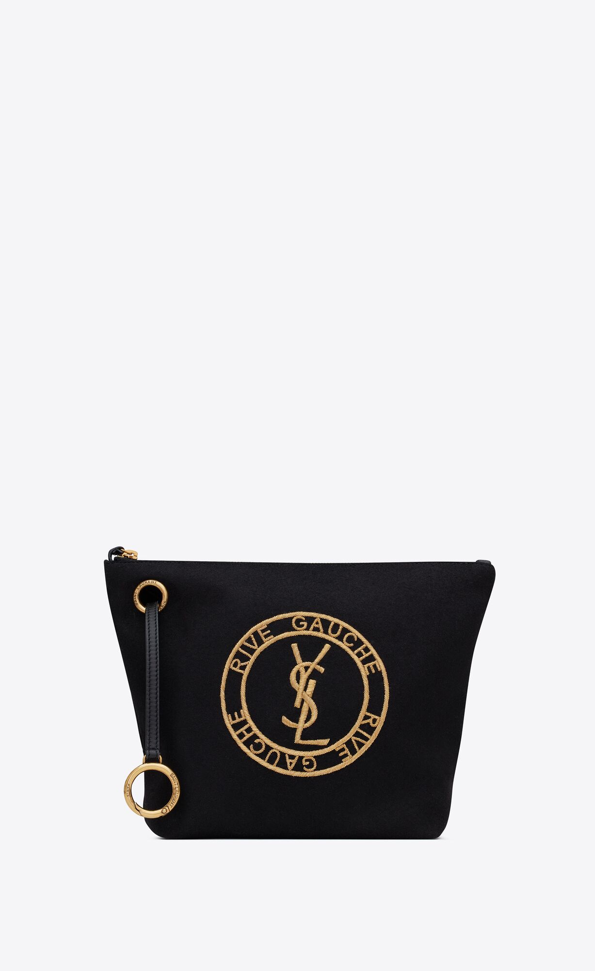 YSL Rive Gauche Embroidered Pouch In Felt Čierne | 91852-PWHY