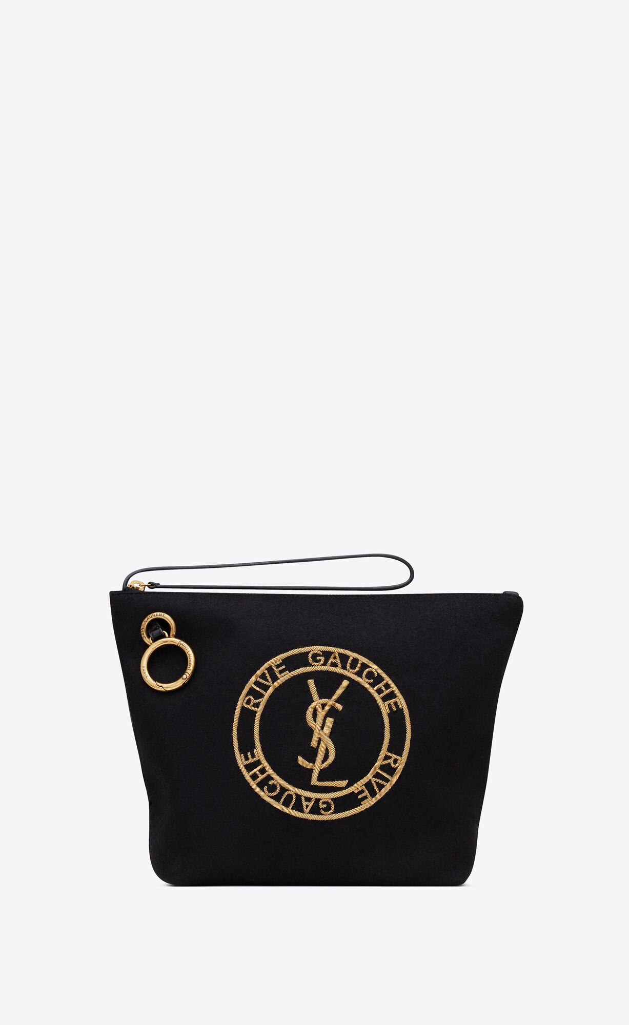 YSL Rive Gauche Embroidered Pouch In Felt Čierne | 91852-PWHY