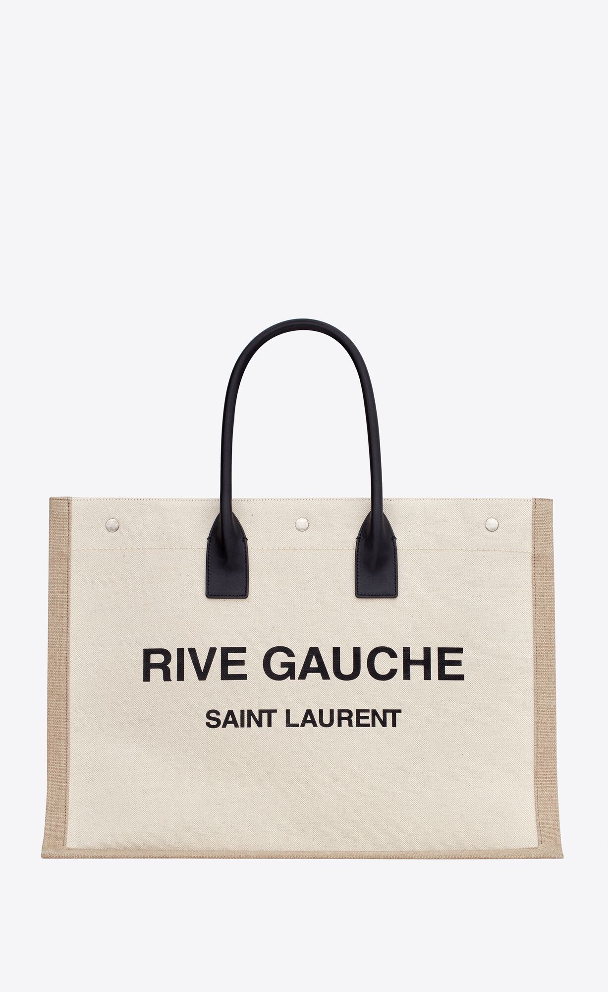 YSL Rive Gauche Large Tote Bag In Printed Platene And Kozene Lin Blanc | 04289-TZWC