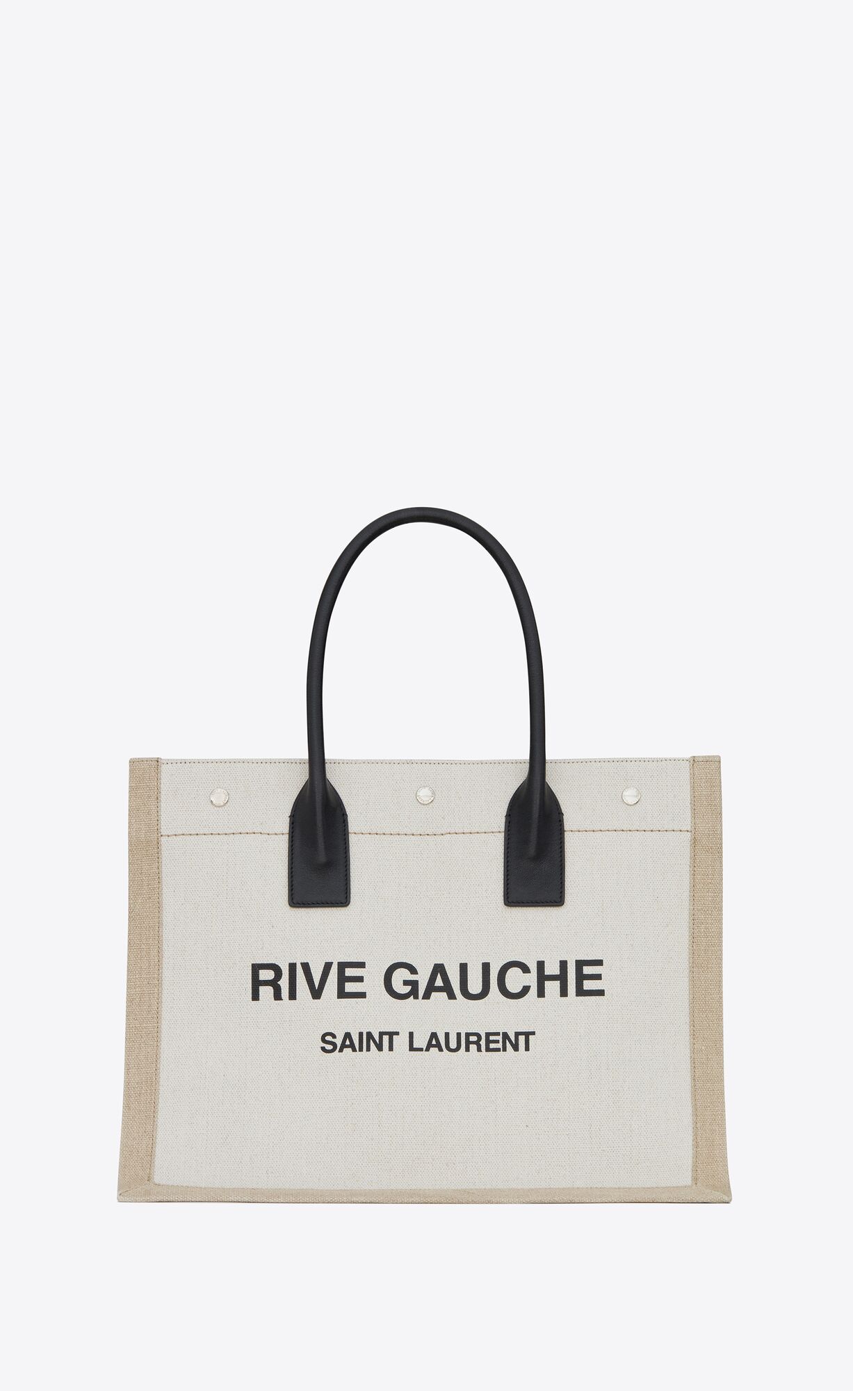 YSL Rive Gauche Small Tote Bag In Linen And Kozene Čierne Béžové Čierne | 03274-SCPO