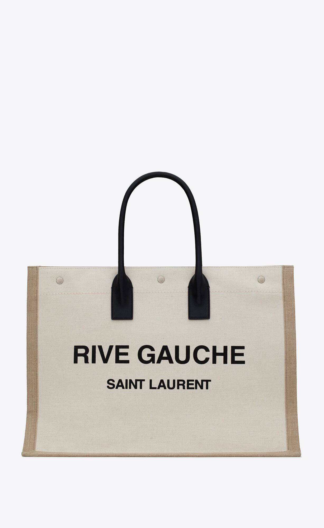 YSL Rive Gauche Tote Bag In Linen And Kozene Biele Béžové | 03729-JGTX