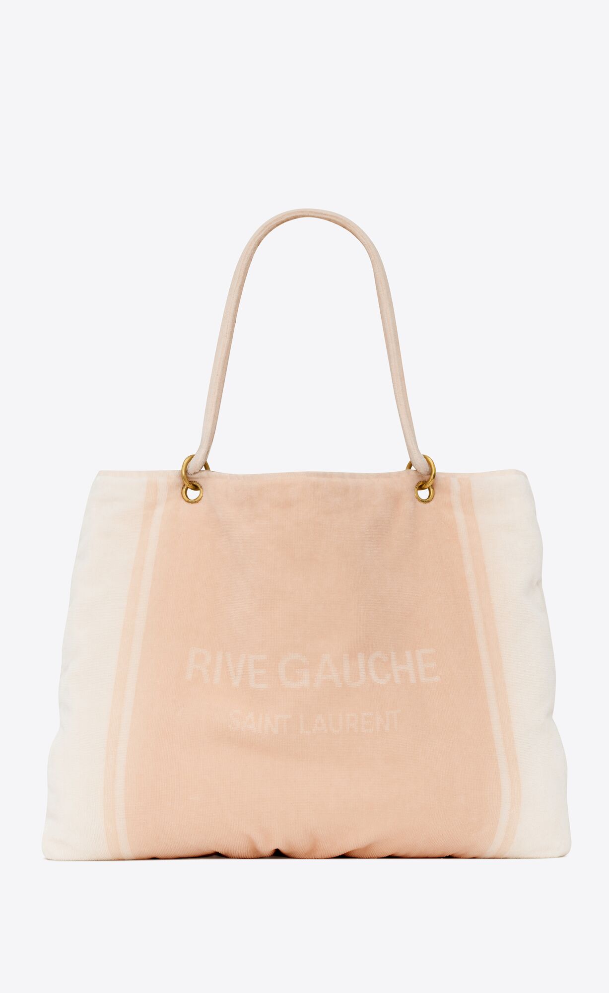 YSL Rive Gauche Towel Tote Bag In Terry Cloth Ruzove Biele | 46879-DHKN