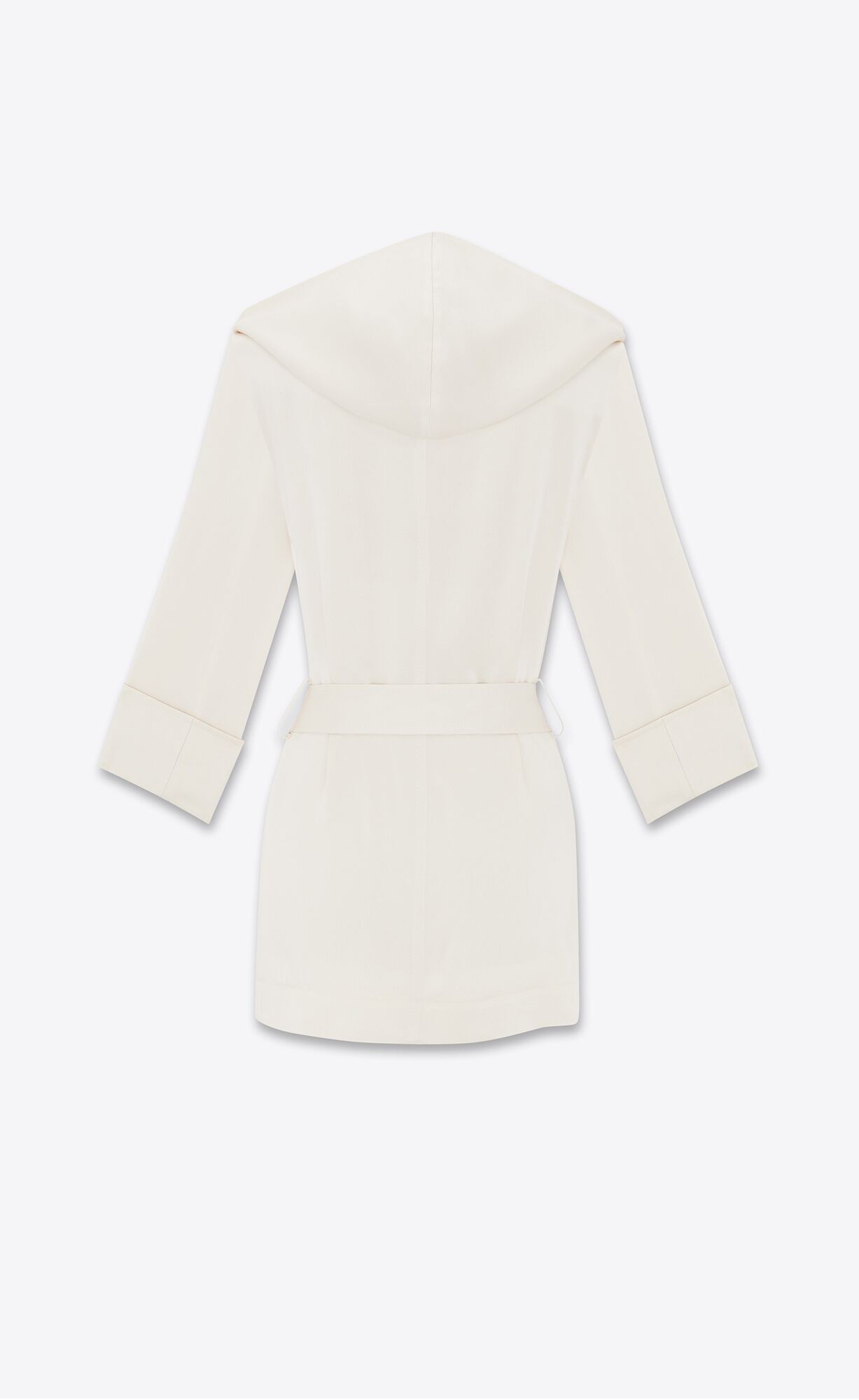 YSL S Kapucňou Jacket In Crepe Satin Craie | 28130-QZFP