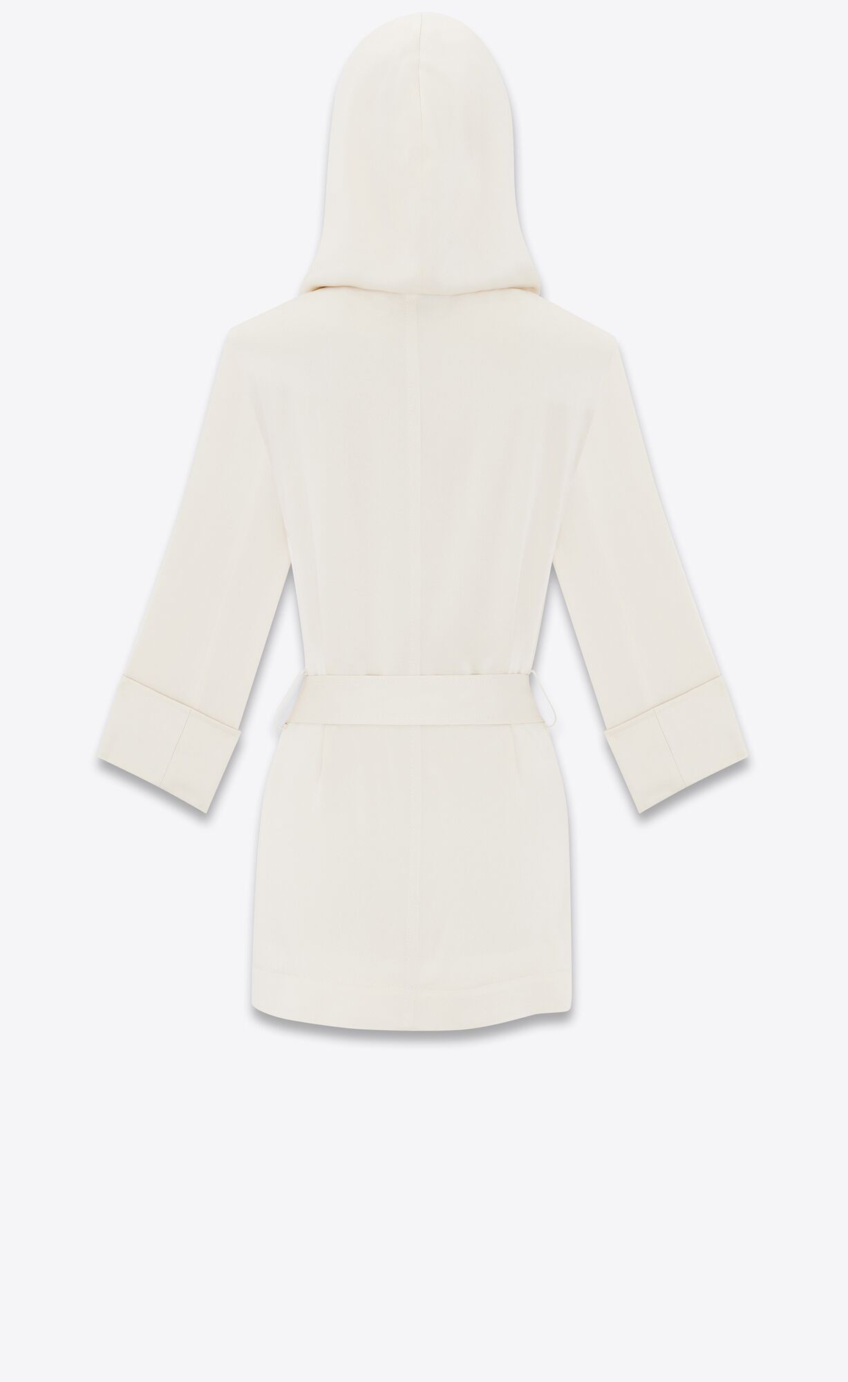 YSL S Kapucňou Jacket In Crepe Satin Craie | 28130-QZFP