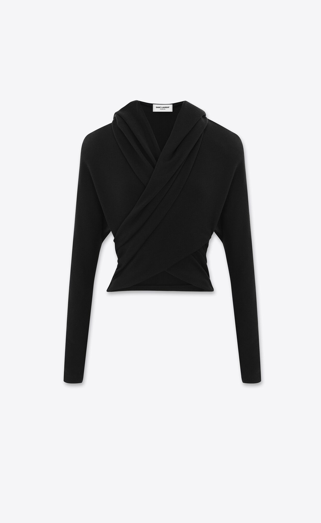 YSL S Kapucňou Top In Vlna Čierne | 30618-QKZJ