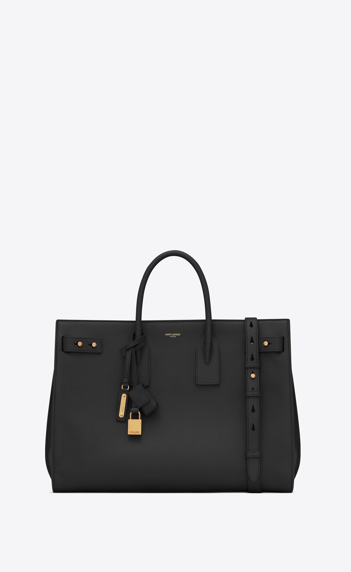 YSL Sac De Jour Thin Large Bag In Grained Kozene Noir | 92530-DZXC