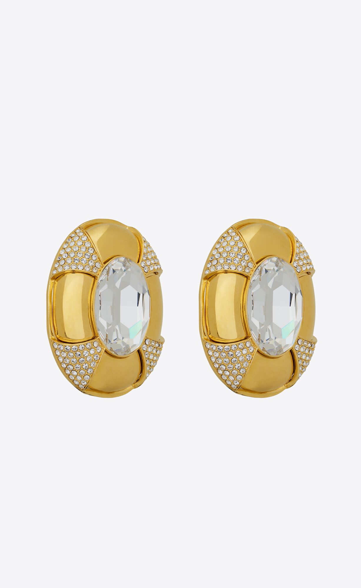 YSL Saharienne Earrings In Metal And Rhinestones Zlate | 73094-FQWX