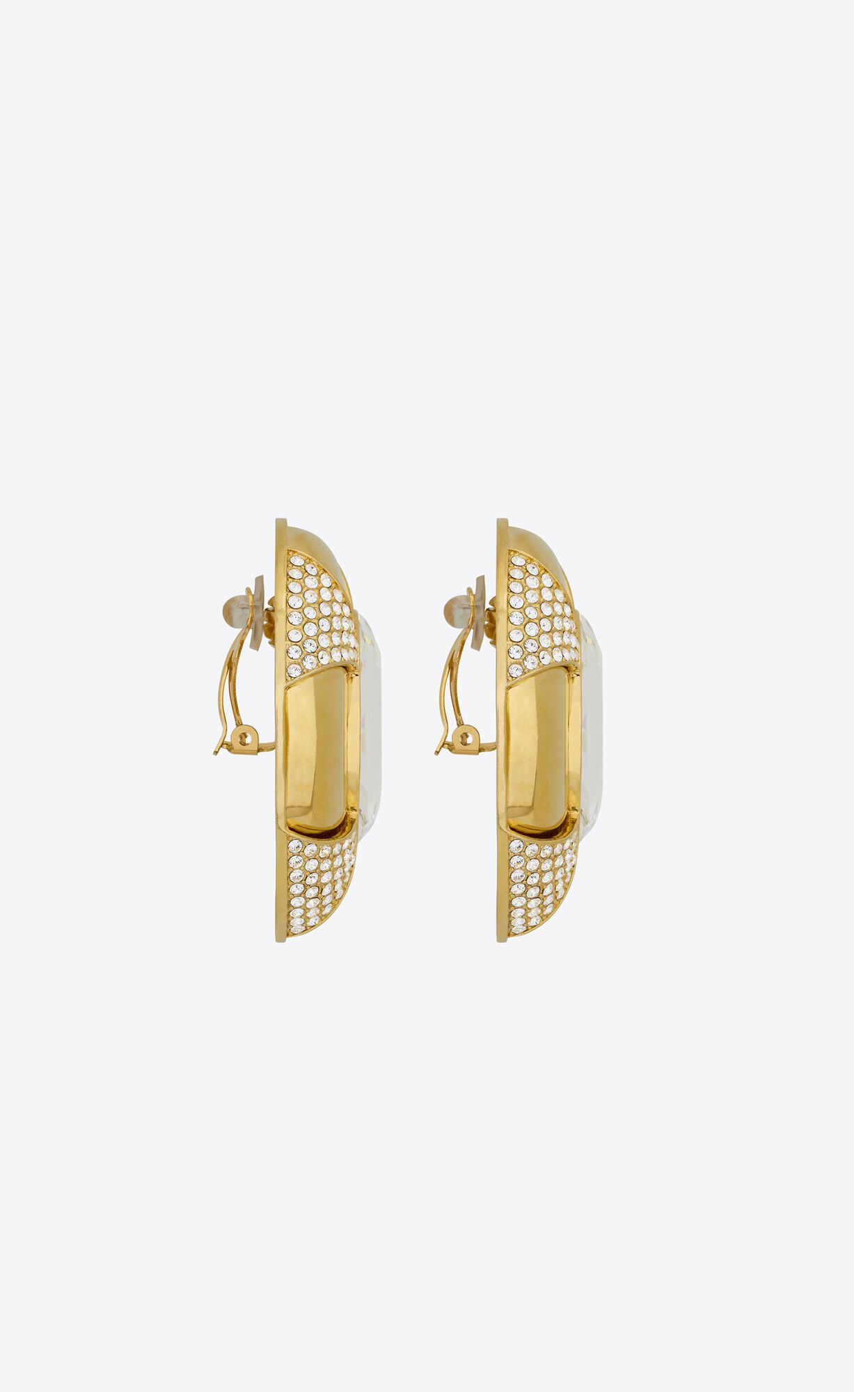 YSL Saharienne Earrings In Metal And Rhinestones Zlate | 73094-FQWX