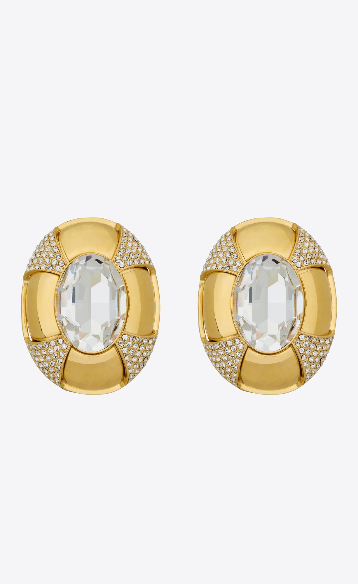 YSL Saharienne Earrings In Metal And Rhinestones Zlate | 73094-FQWX