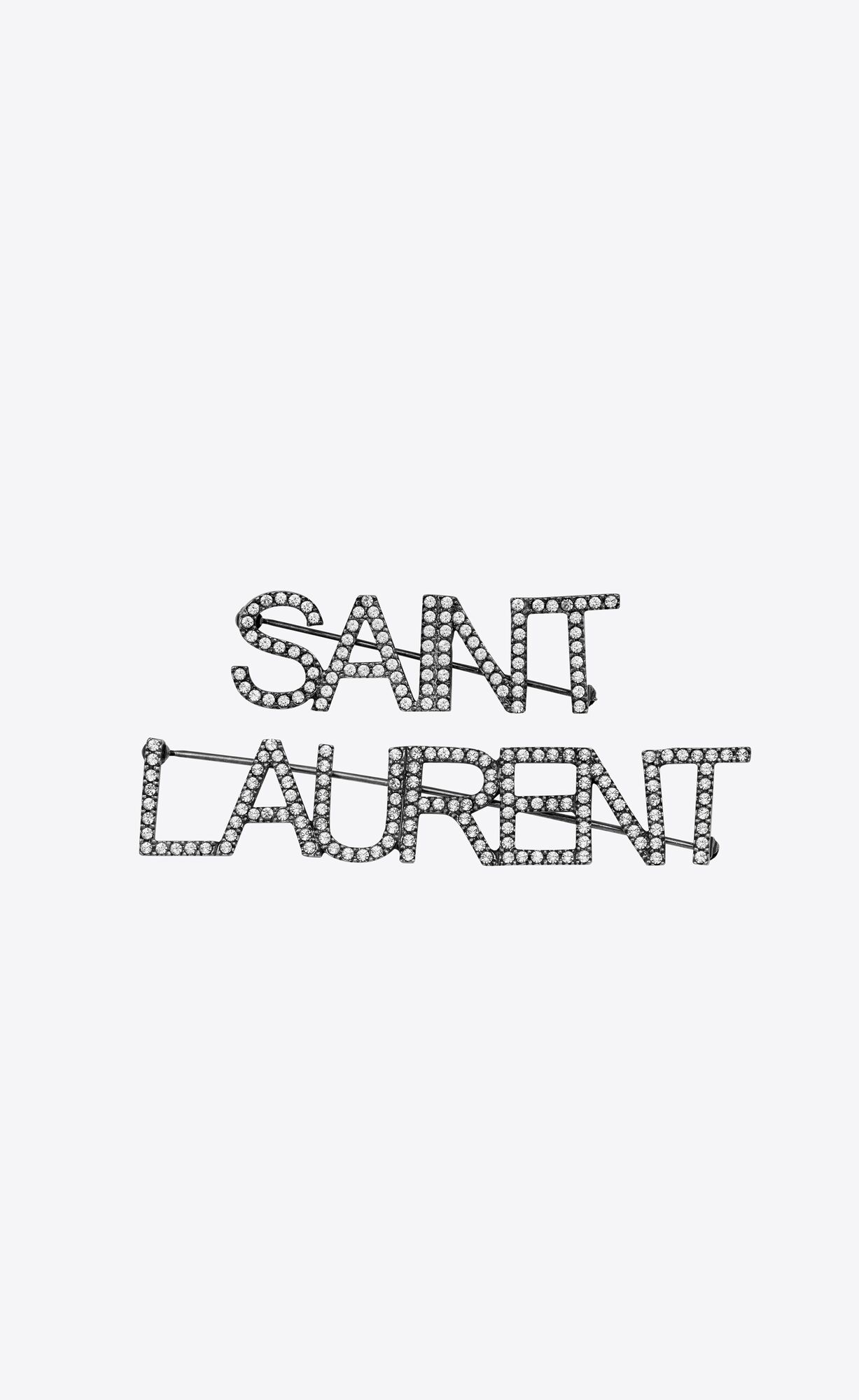 YSL Saint Laurent Brooches In Brass And Crystal Strieborne | 29841-HWJV