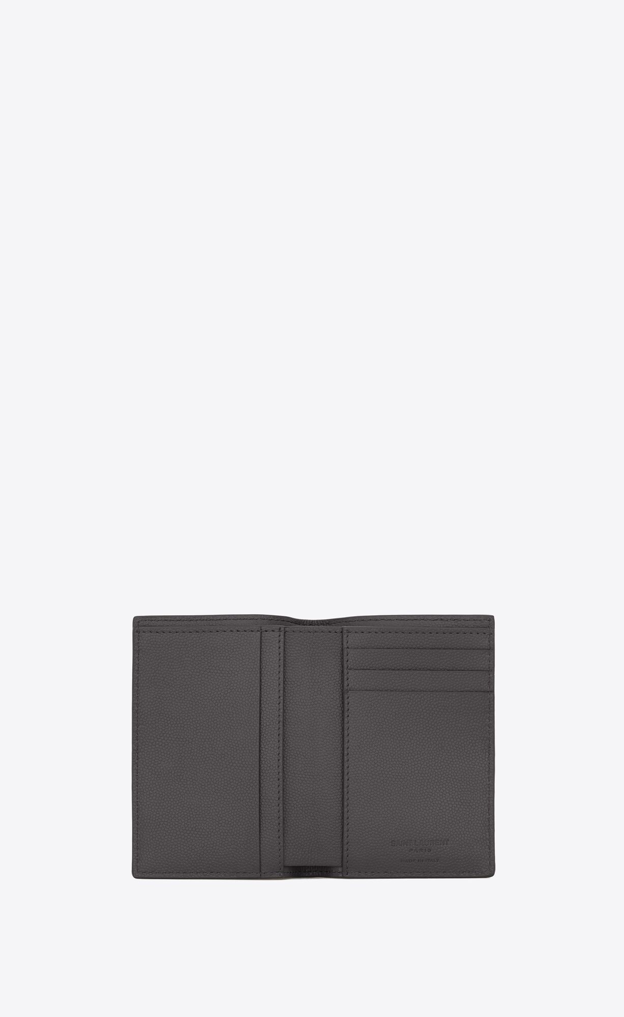 YSL Saint Laurent Credit Card Wallet In Grain De Poudre-embossed Kozene Storm | 73529-PVAE