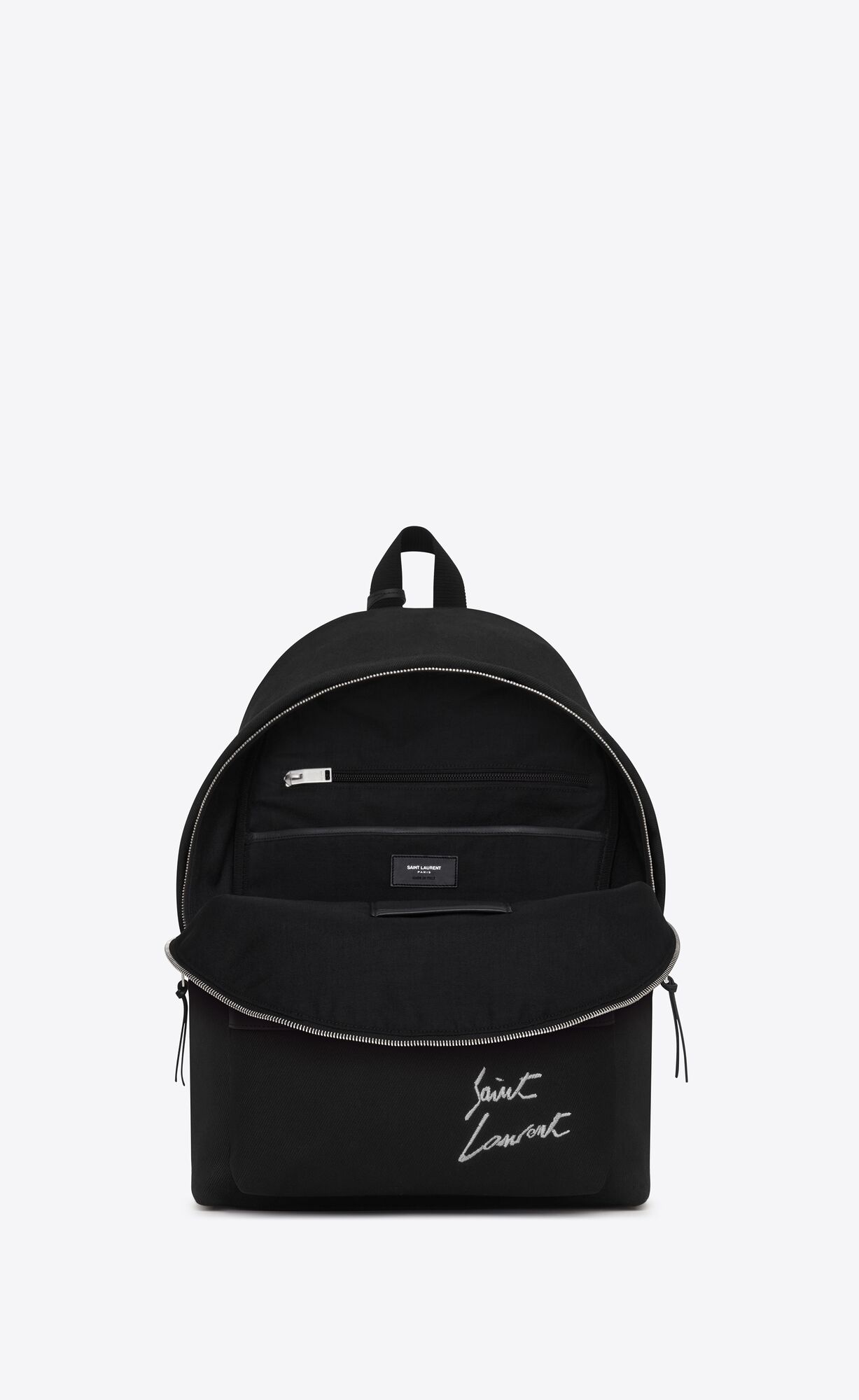 YSL Saint Laurent Embroidered City Backpack In Platene Čierne Biele | 18654-EGZX