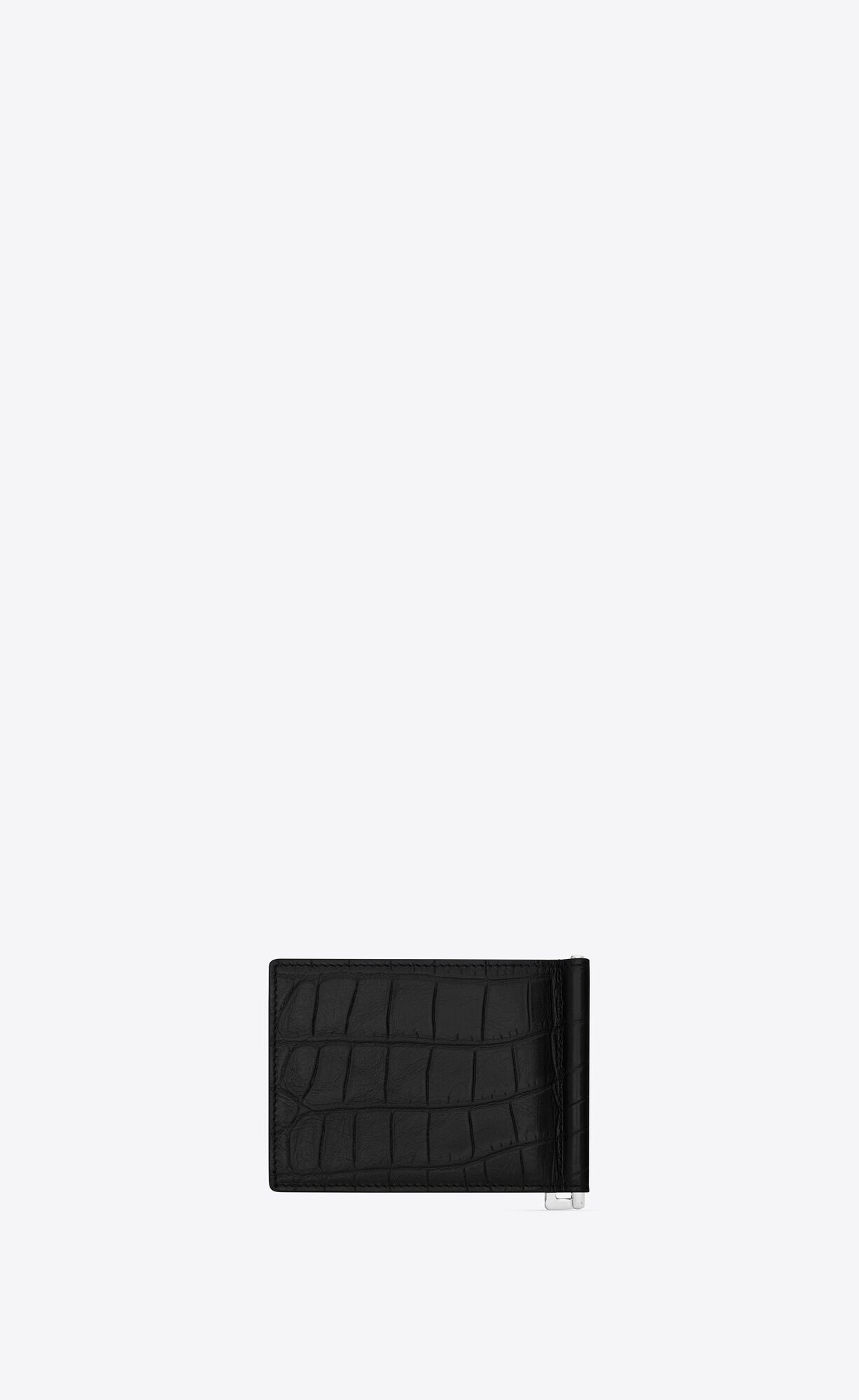 YSL Saint Laurent Paris Bill Clip Wallet In Crocodile-embossed Kozene Čierne | 92036-EOJC