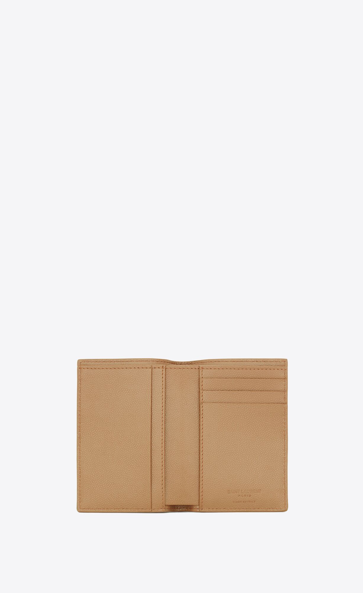 YSL Saint Laurent Paris Credit Card Wallet In Grain De Poudre Embossed Kozene Teak Wood | 47891-VWBG