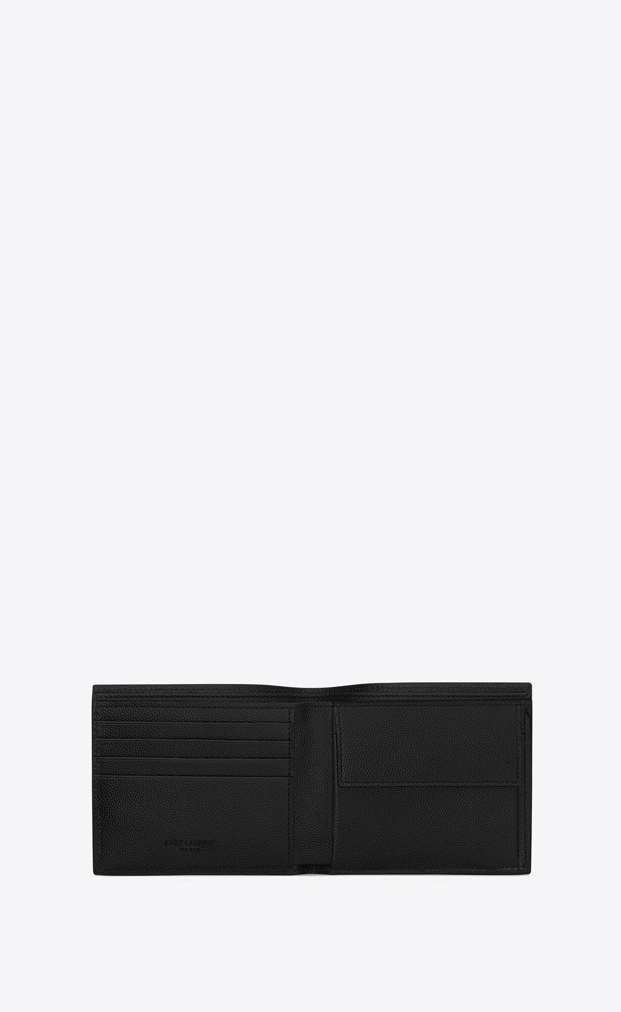 YSL Saint Laurent Paris East/West Wallet With Coin Purse In Grain De Poudre Embossed Kozene Čierne | 75861-QDTG