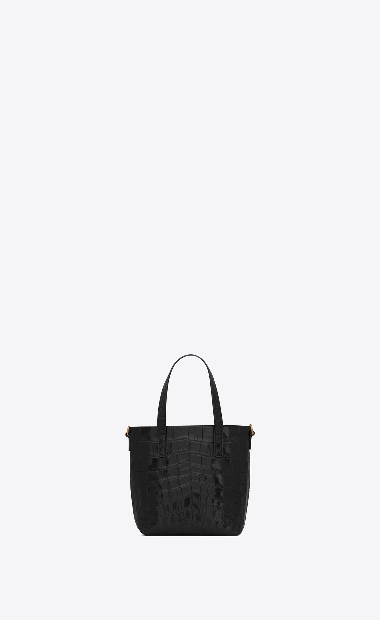 YSL Saint Laurent Paris Mini Toy Shopping In Crocodile-embossed Kozene Noir | 41268-MUJF