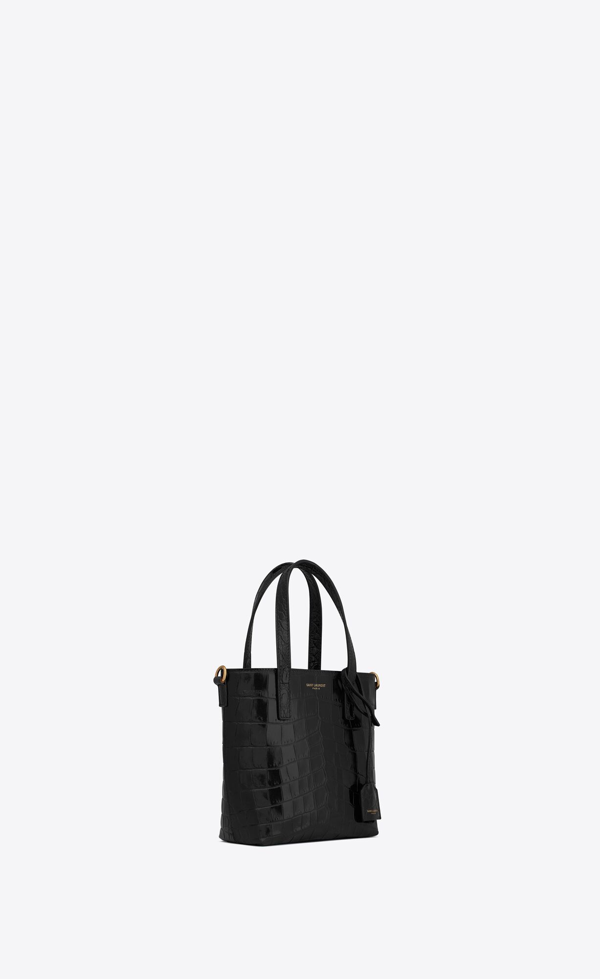 YSL Saint Laurent Paris Mini Toy Shopping In Crocodile-embossed Kozene Noir | 41268-MUJF