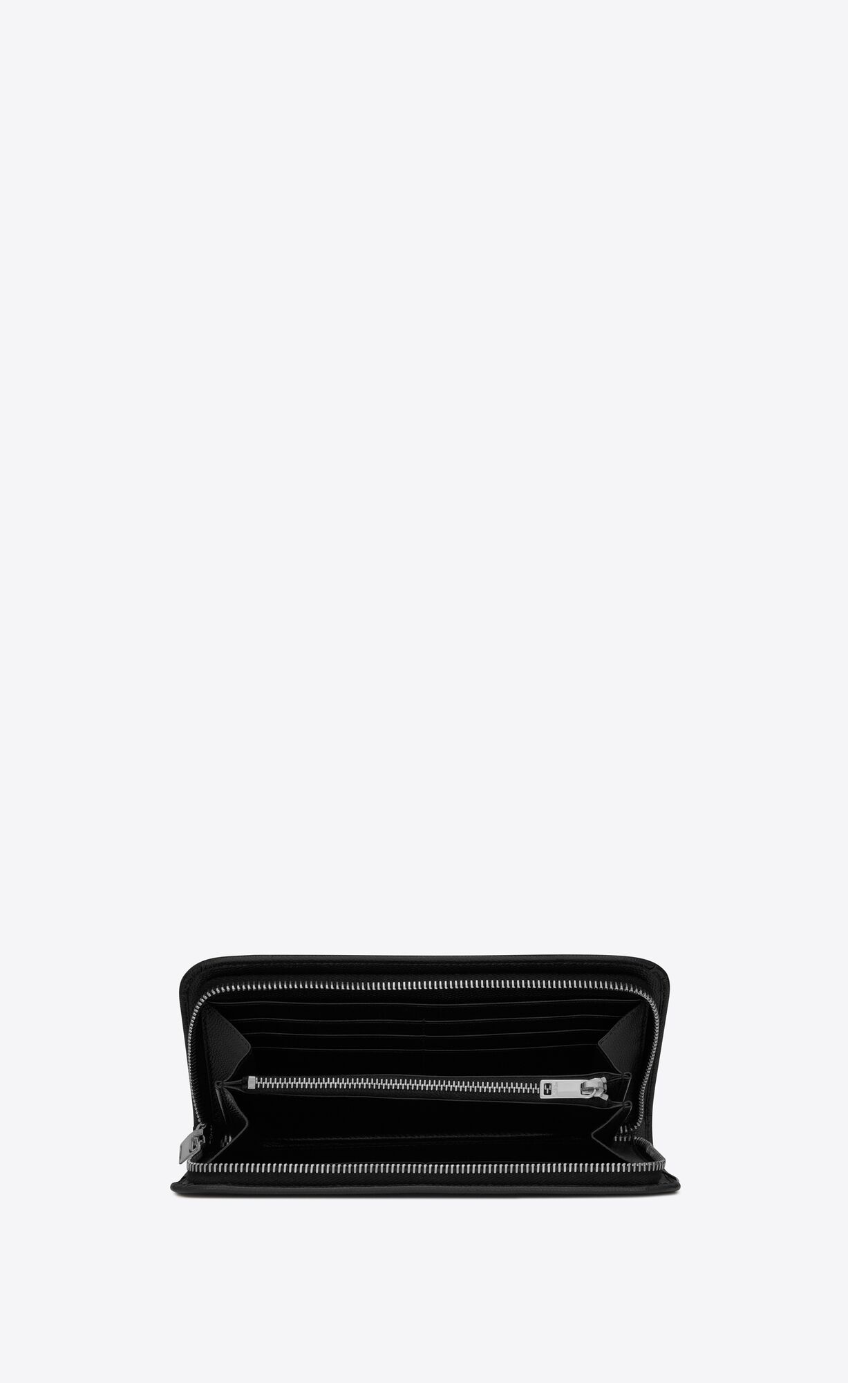 YSL Saint Laurent Paris Zip Around Wallet In Grain De Poudre Embossed Kozene Čierne | 45937-YODF