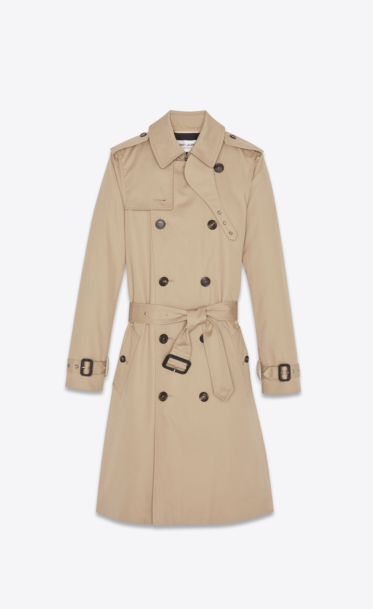 YSL Saint Laurent Trench Coat In Gabardine Hnede | 17904-ASVF