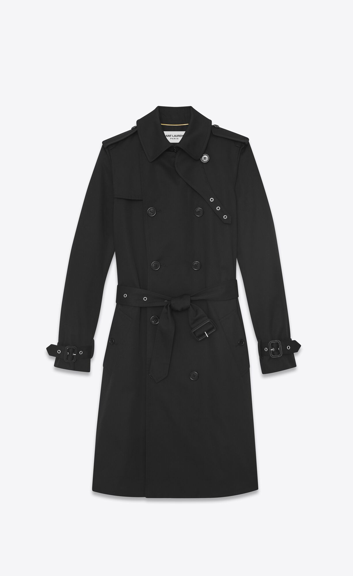 YSL Saint Laurent Trench Coat In Gabardine Čierne | 23590-XZPI