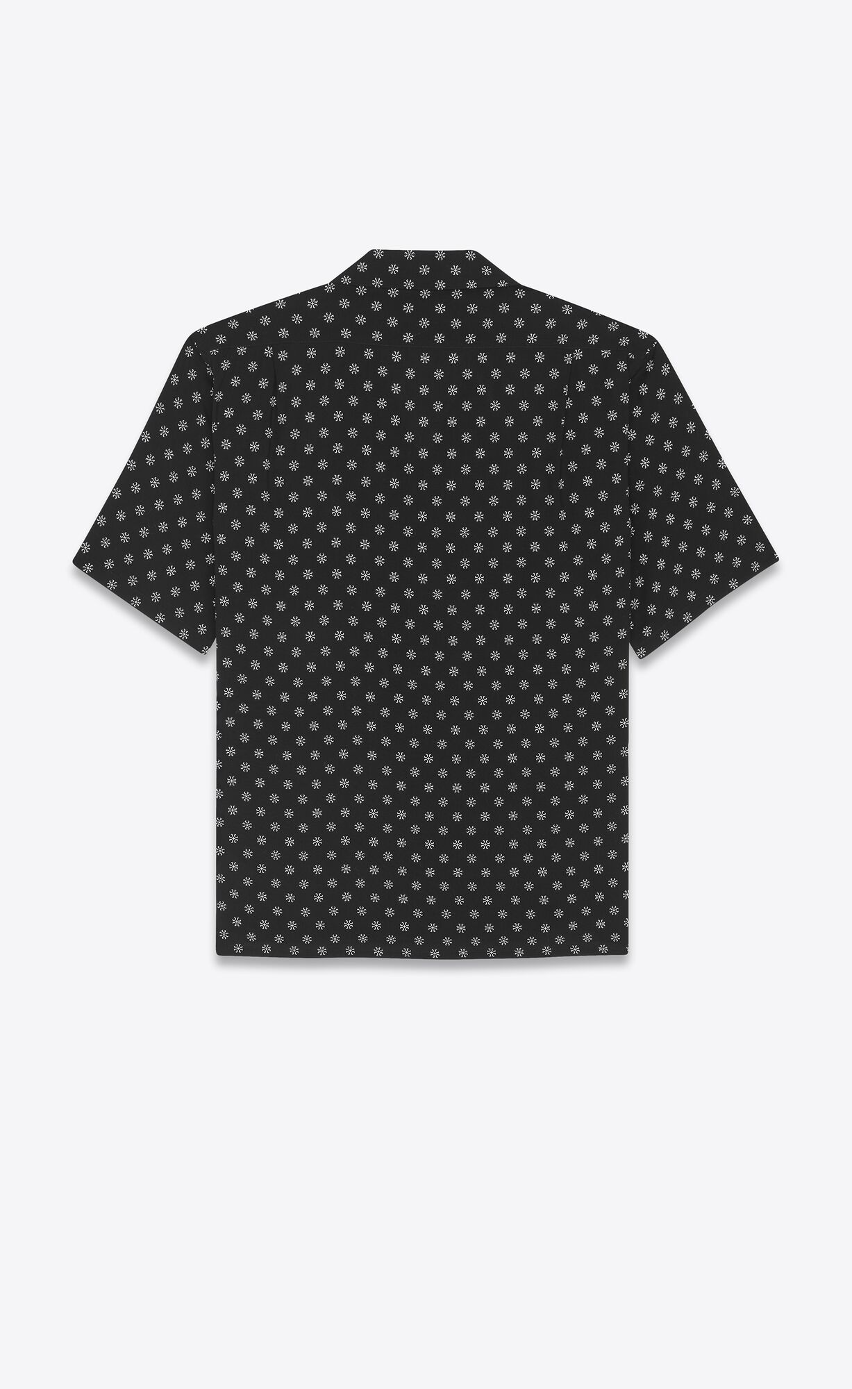 YSL Shark-collar Shirt In Dotted Viscose Noir Craie | 85672-HZKT