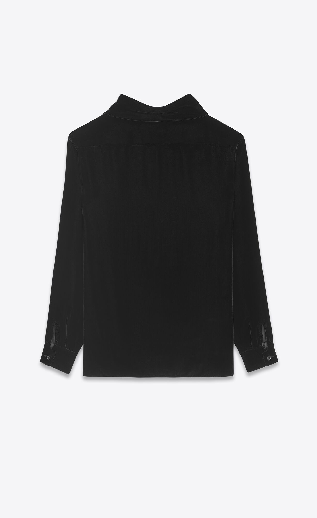 YSL Shawl-collar Blouse In Velvet Noir | 85426-JOZD