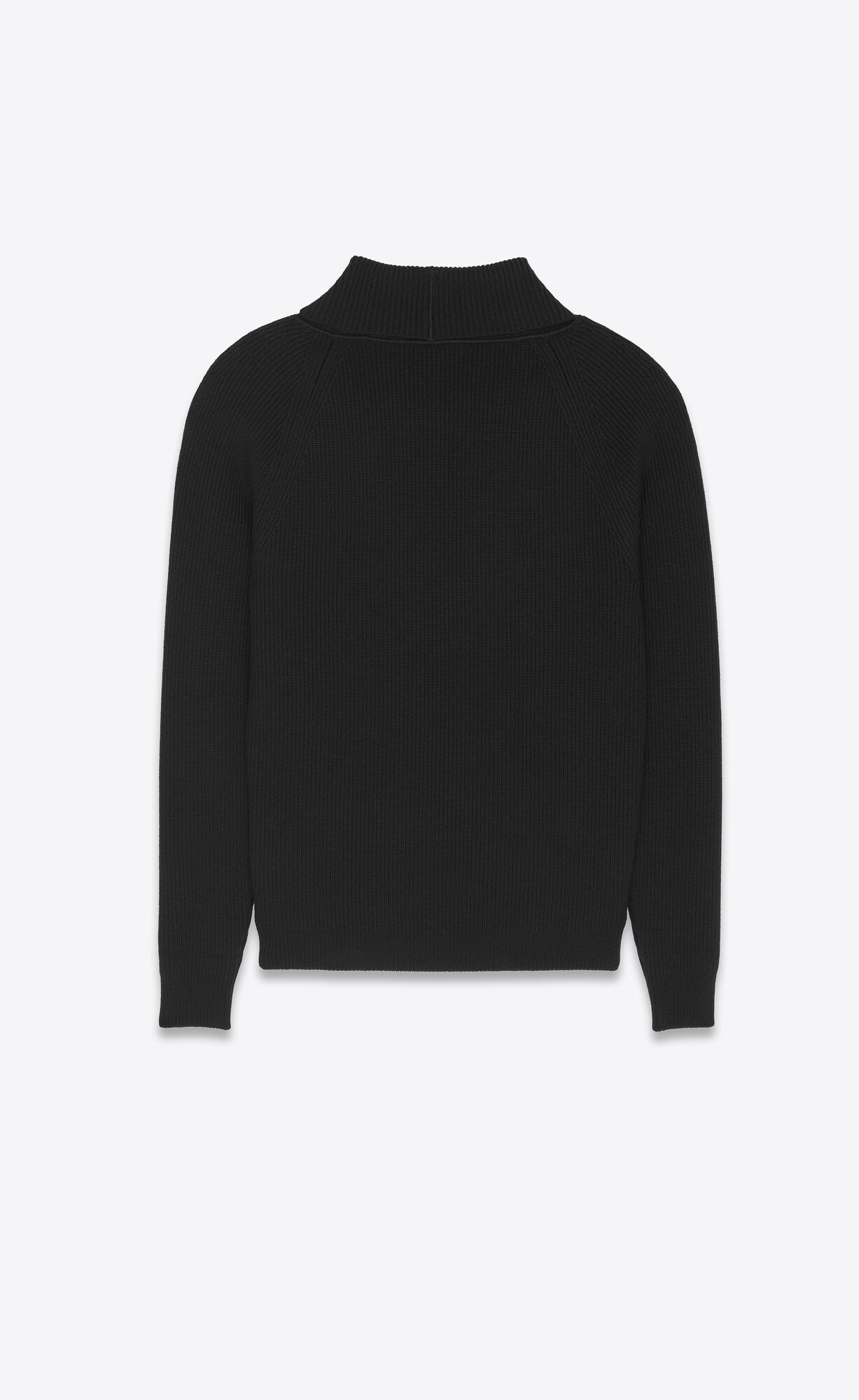 YSL Shawl-neck Svetrove Saty In Rib-knit Vlna Noir | 36197-FQTX