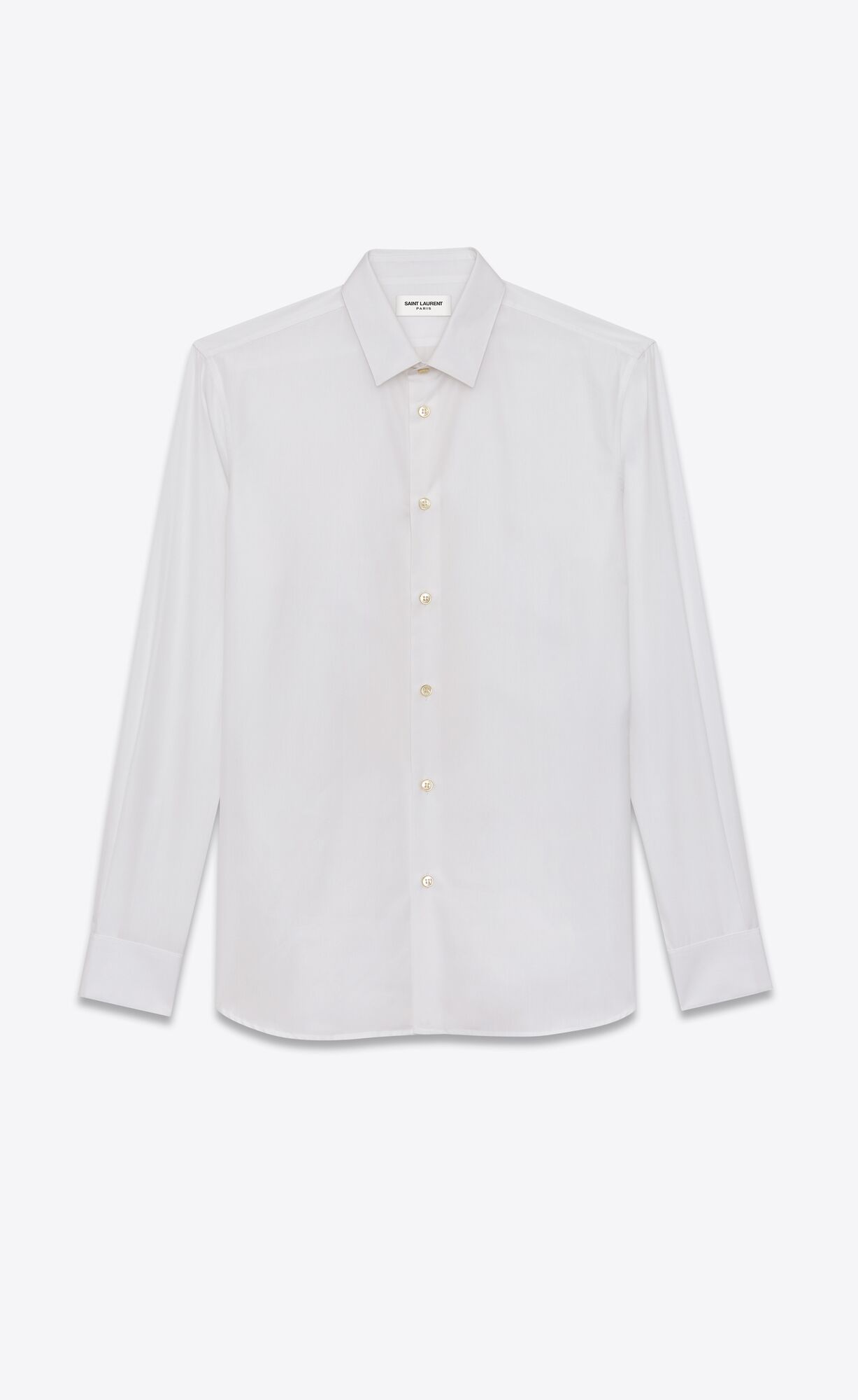 YSL Shirt In Bavlnene Poplin Biele | 75942-PVFJ