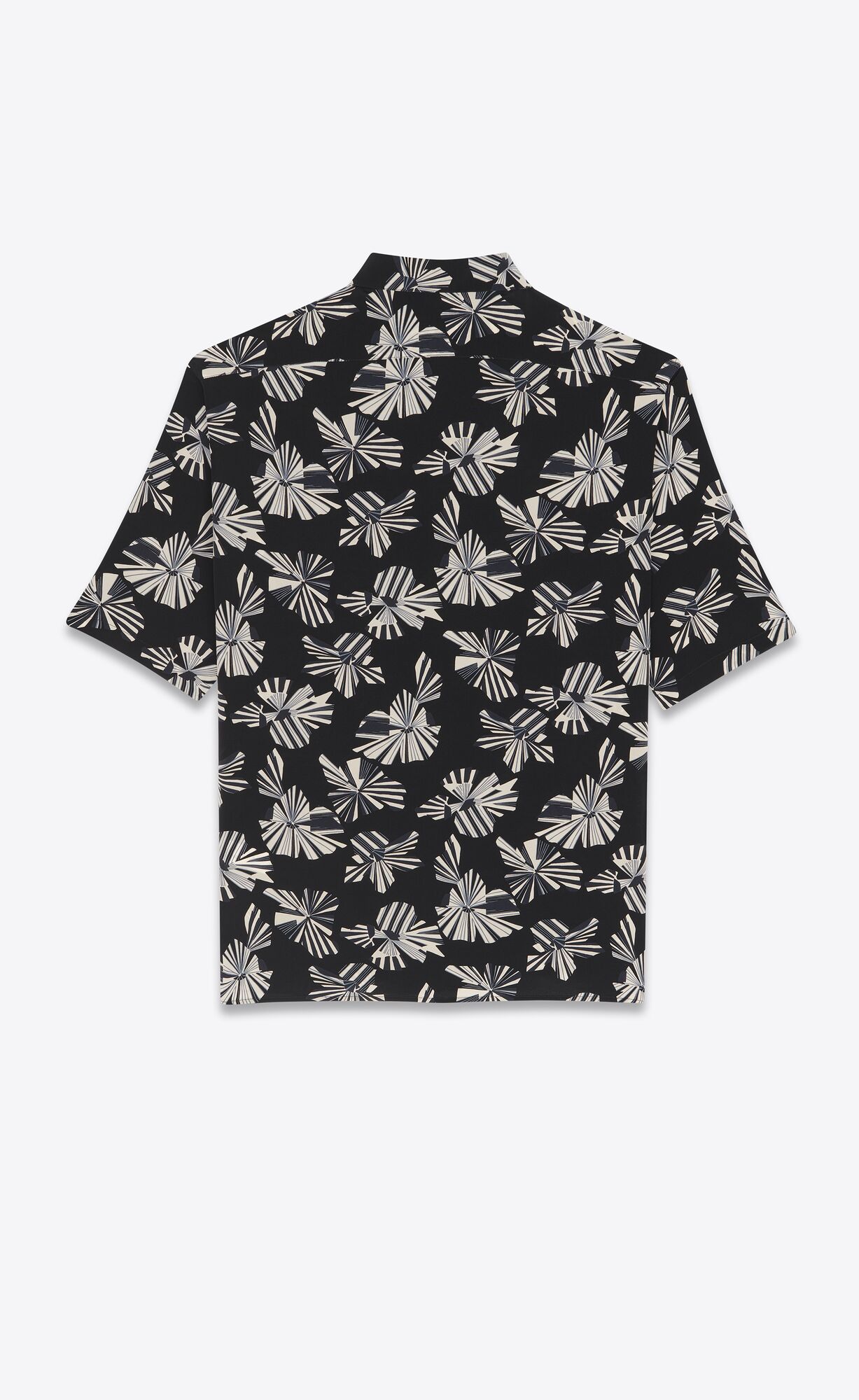 YSL Shirt In Origami Print Silk Noir Craie Gris | 62475-XPKE