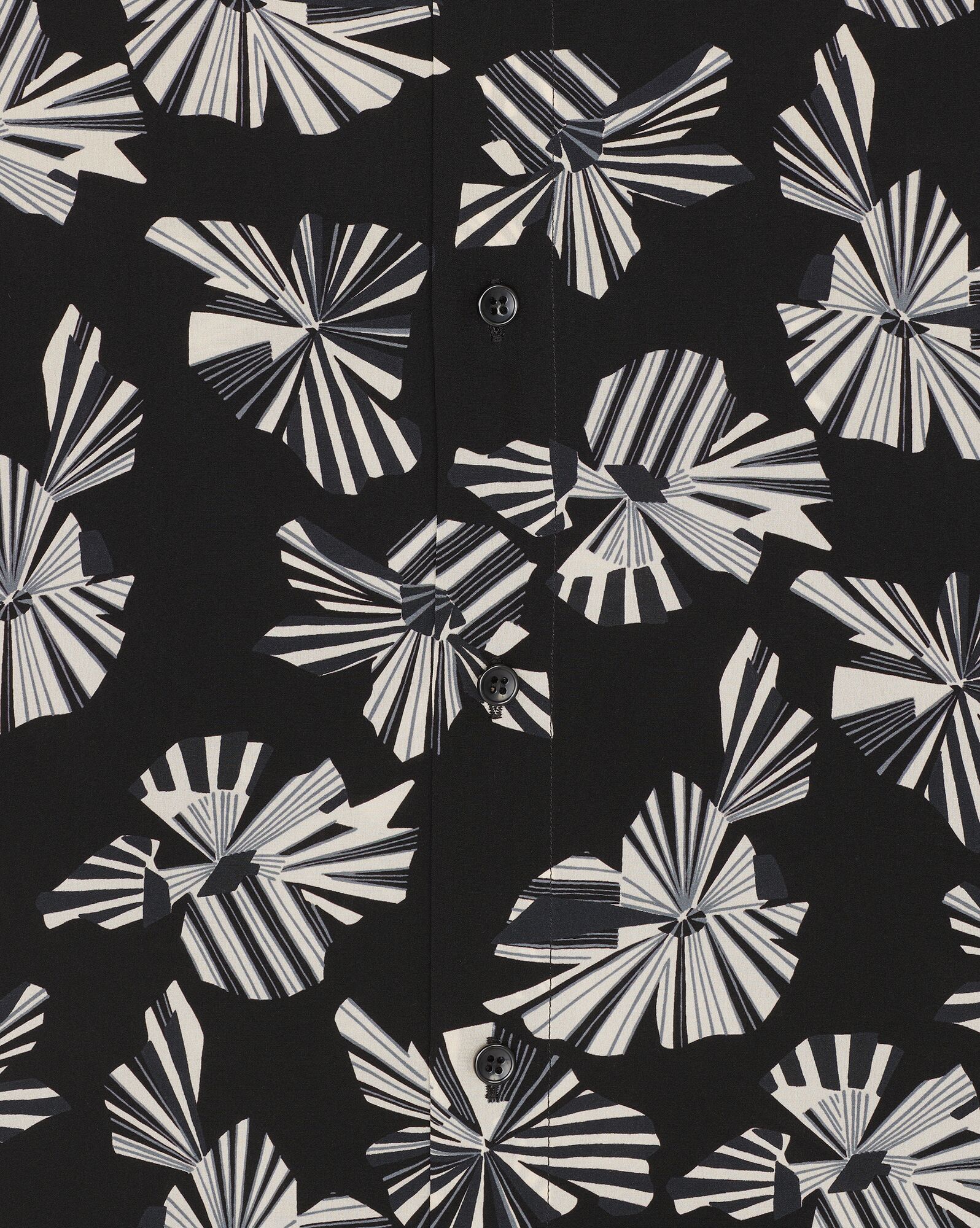 YSL Shirt In Origami Print Silk Noir Craie Gris | 62475-XPKE