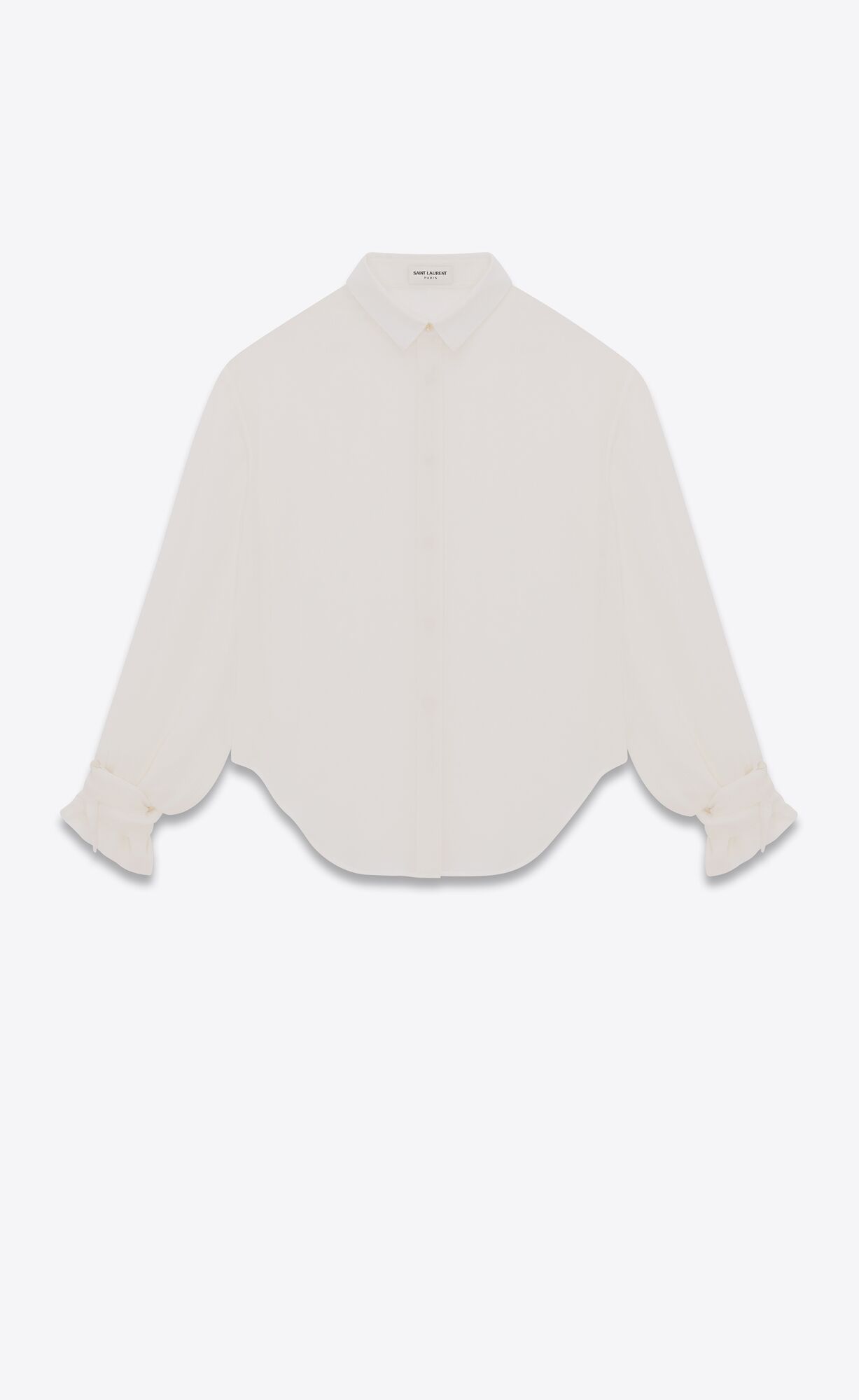 YSL Shirt In Pruhované Silk Craie | 18240-XJIS