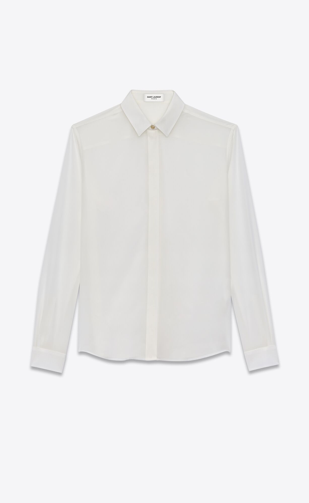 YSL Shirt In Silk Crêpe Biele | 72604-LAGZ