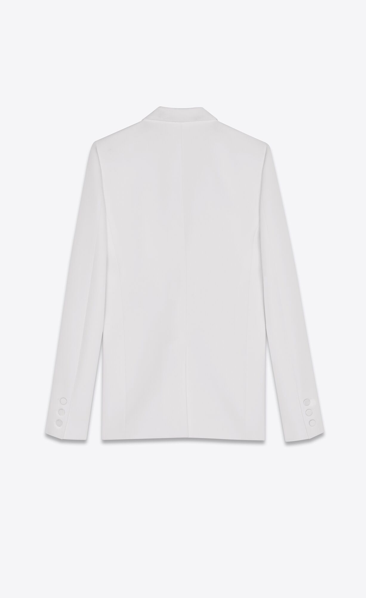 YSL Single-breasted Tuxedo Jacket In Grain De Poudre Biele | 41980-HVWI