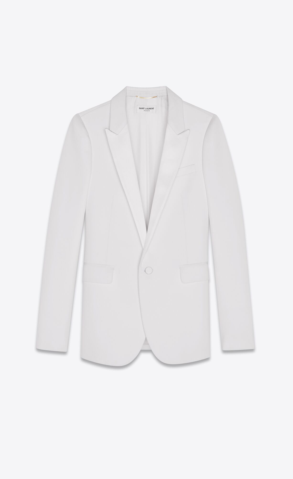 YSL Single-breasted Tuxedo Jacket In Grain De Poudre Biele | 41980-HVWI