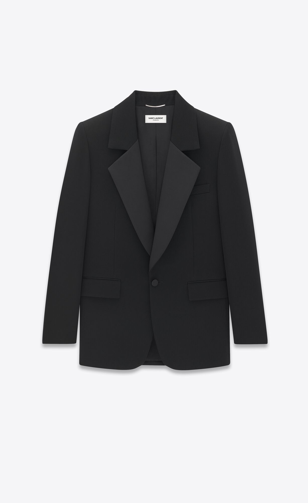 YSL Single-breasted Tuxedo Jacket In Grain De Poudre Čierne | 49032-ZRKA