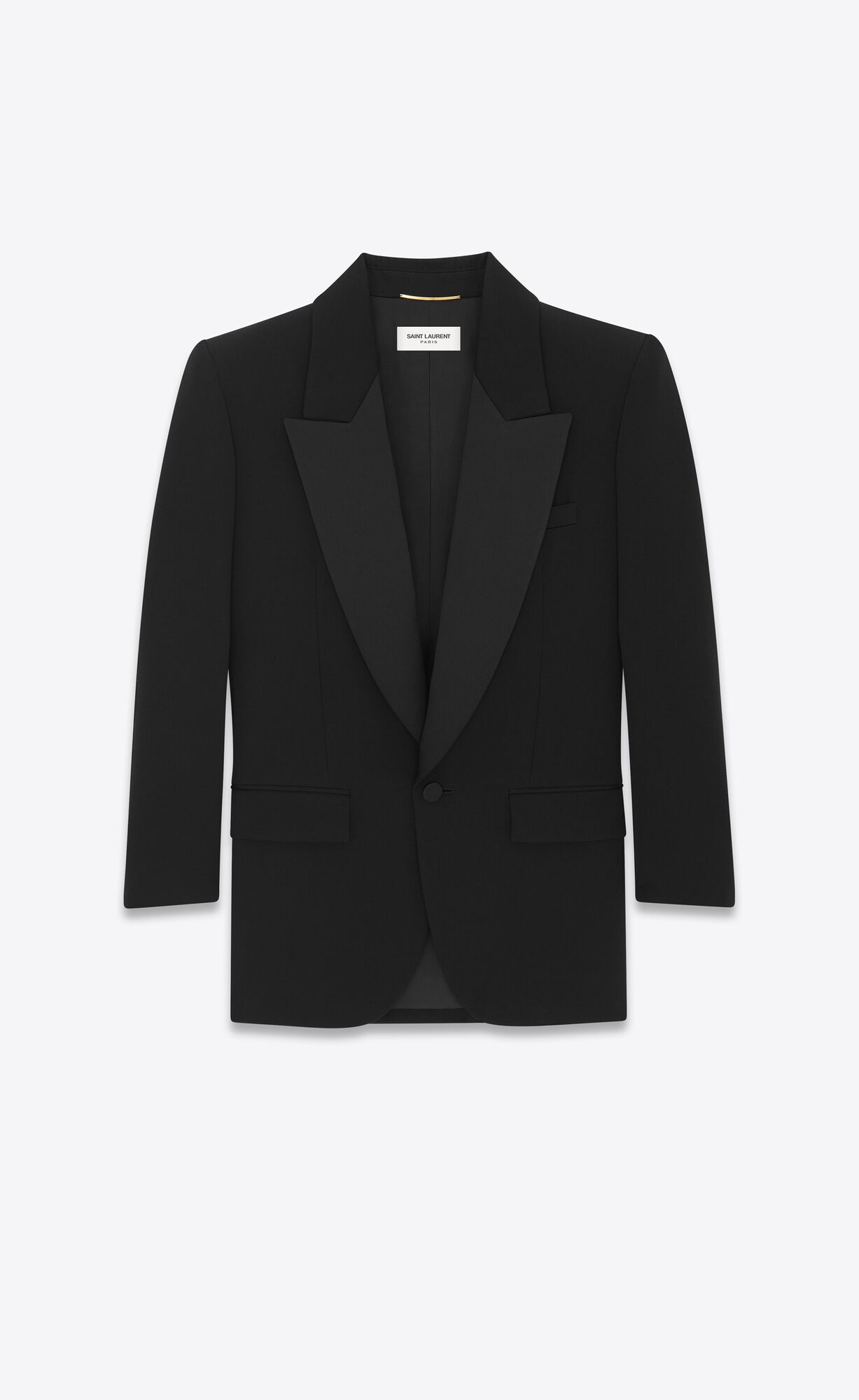 YSL Single-breasted Tuxedo Jacket In Grain De Poudre Čierne | 59731-BKHY