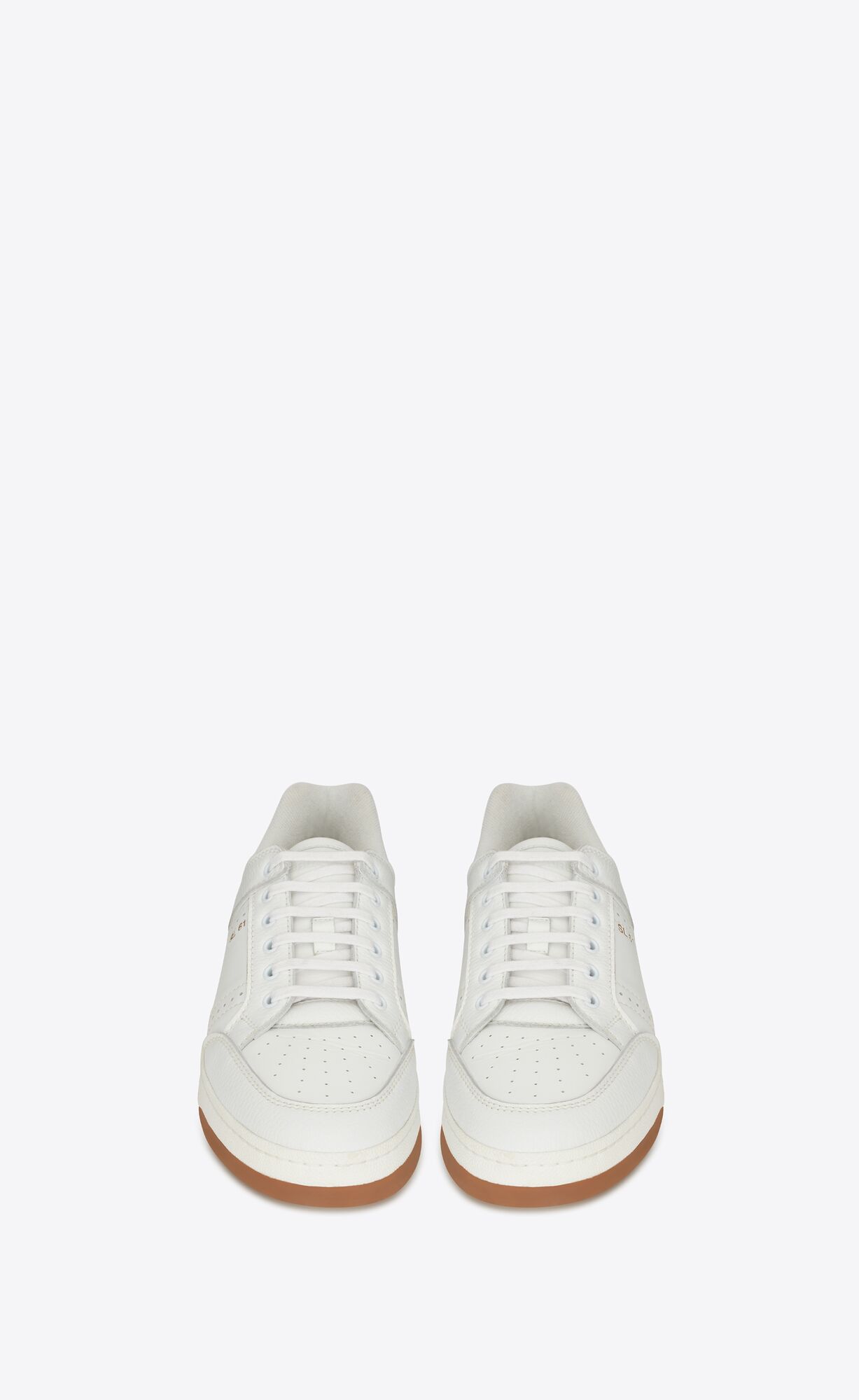 YSL Sl/61 Low-top Sneakers In Smooth And Grained Kozene Biele | 91450-PVRY