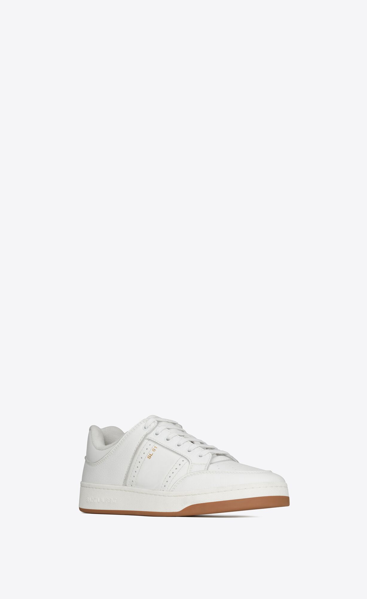 YSL Sl/61 Low-top Sneakers In Smooth And Grained Kozene Biele | 91450-PVRY