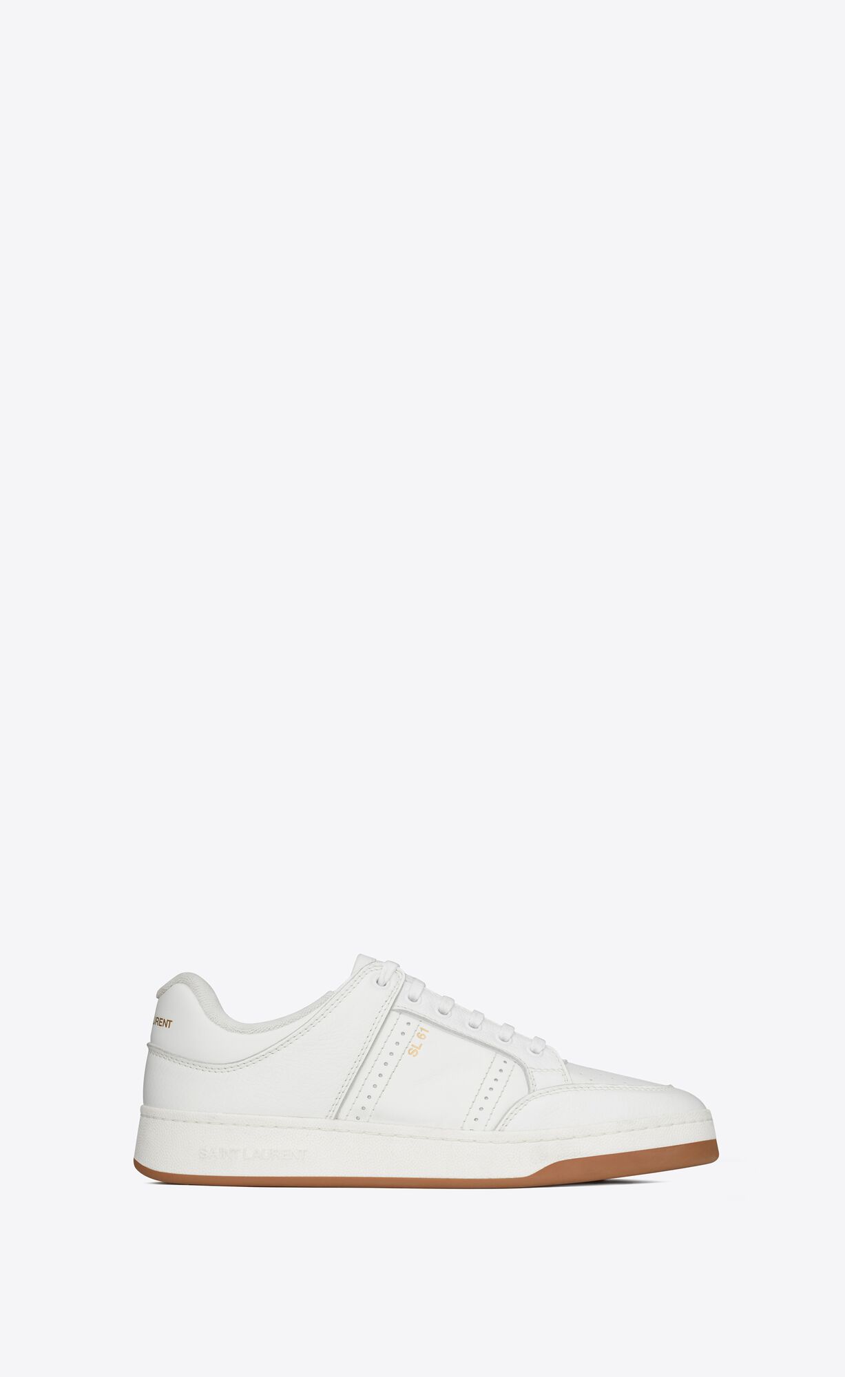 YSL Sl/61 Low-top Sneakers In Smooth And Grained Kozene Biele | 91450-PVRY