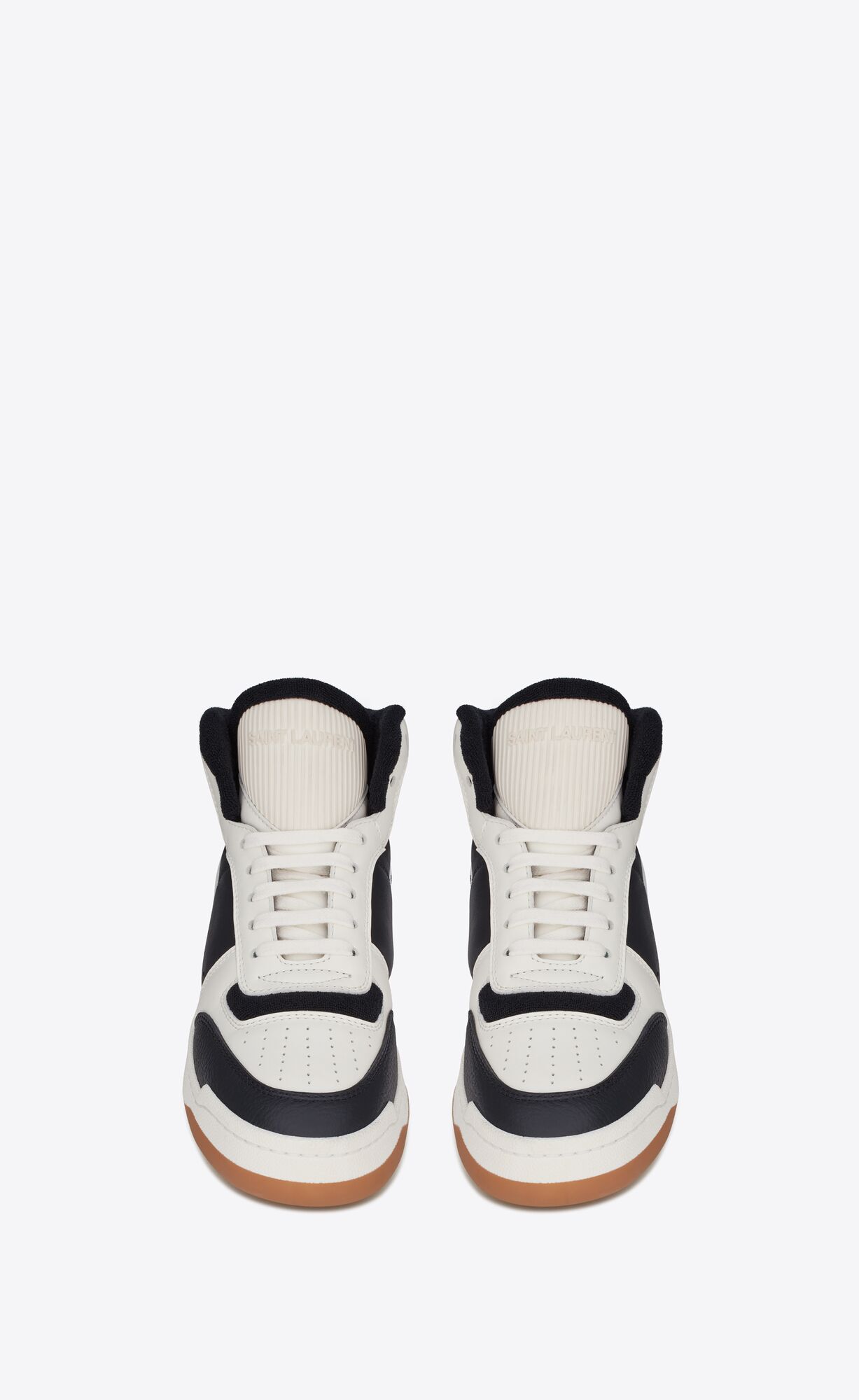 YSL Sl/80 Stredne-top Sneakers In Smooth And Grained Kozene Káva Čierne | 03915-YELX