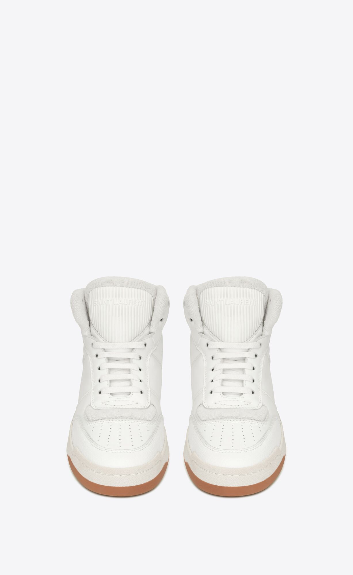 YSL Sl/80 Stredne-top Sneakers In Smooth And Grained Kozene Blanc | 73568-MRHT