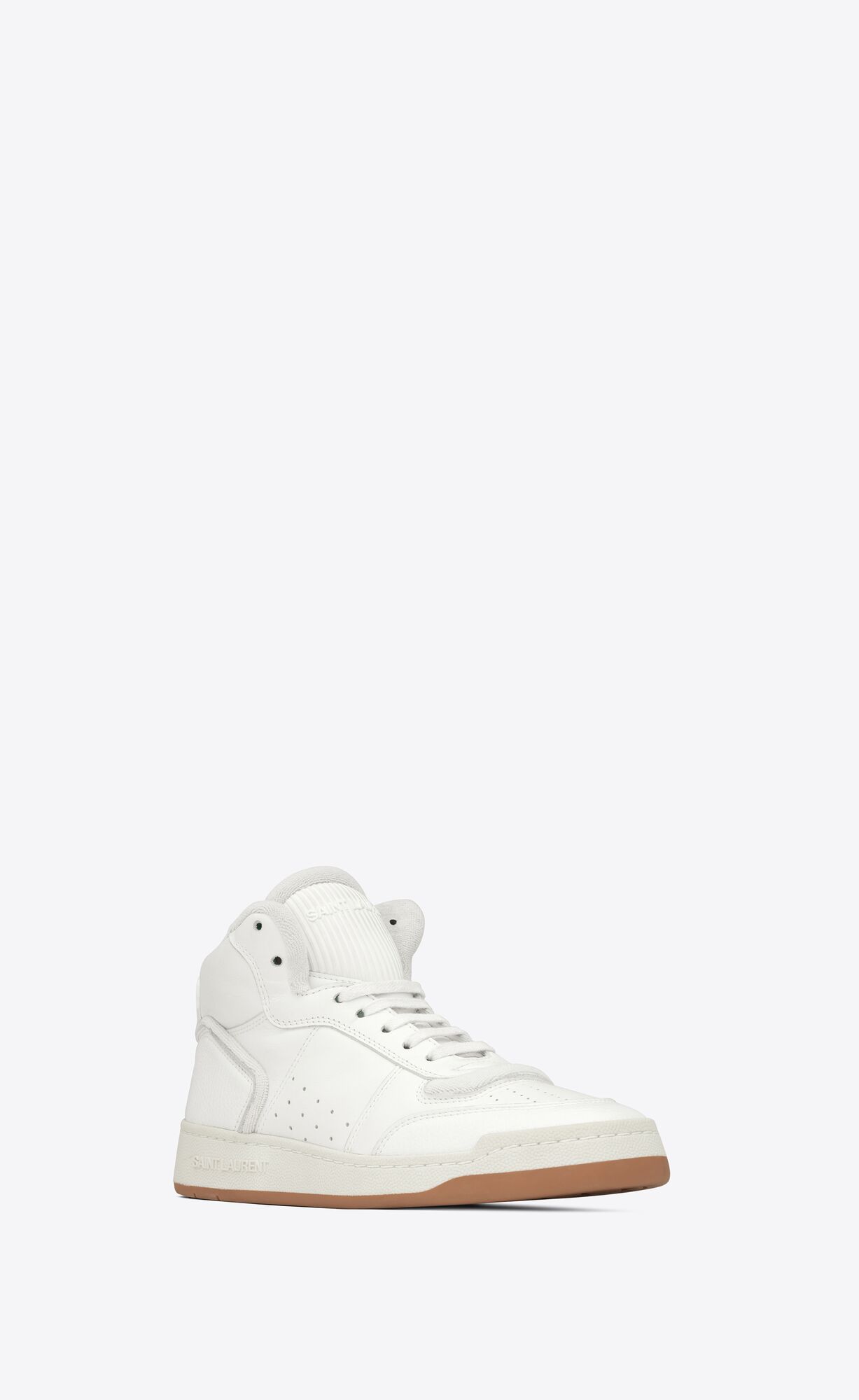 YSL Sl/80 Stredne-top Sneakers In Smooth And Grained Kozene Blanc | 73568-MRHT