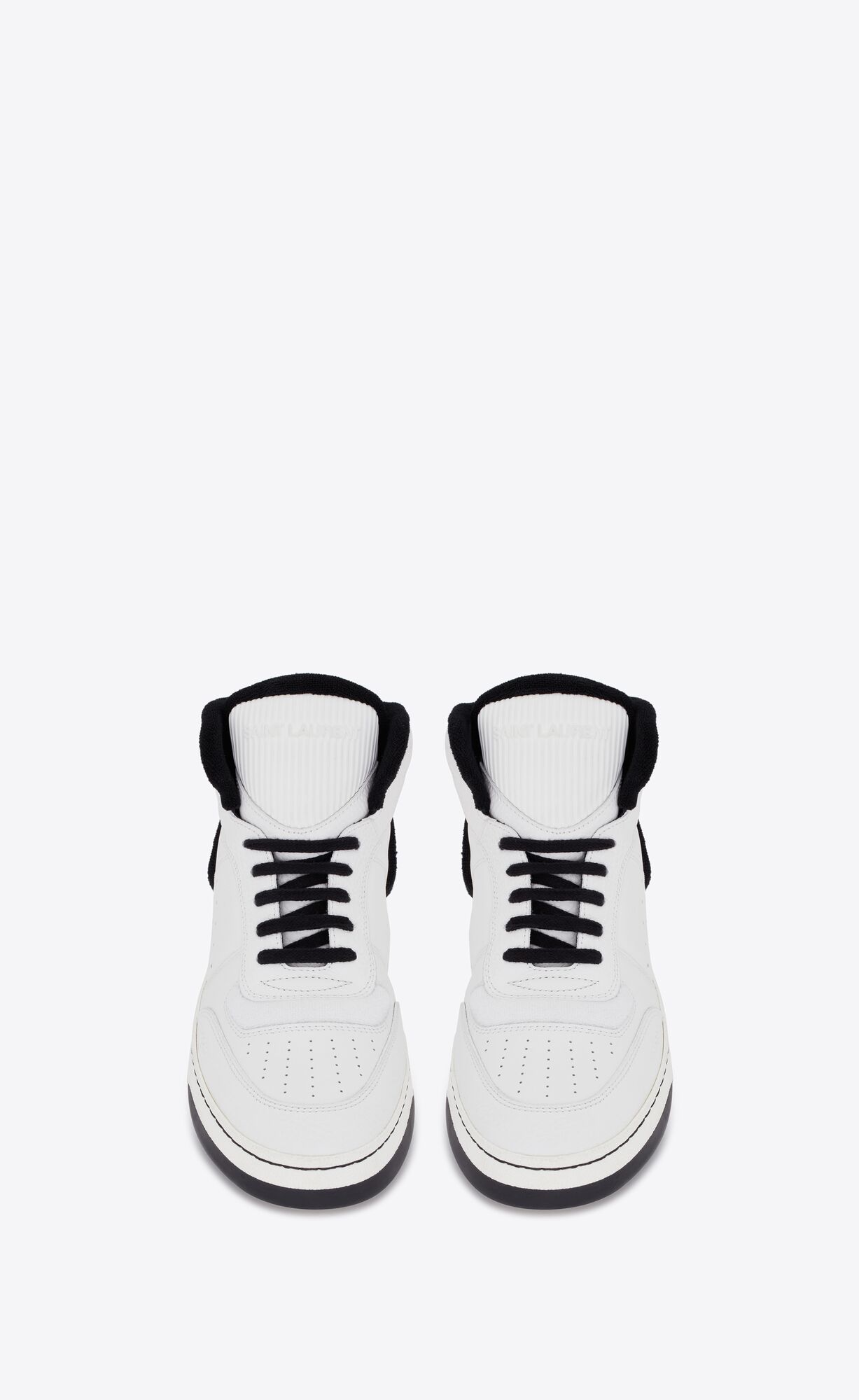 YSL Sl/80 Stredne-top Sneakers In Smooth And Grained Kozene Čierne | 96038-SBNM