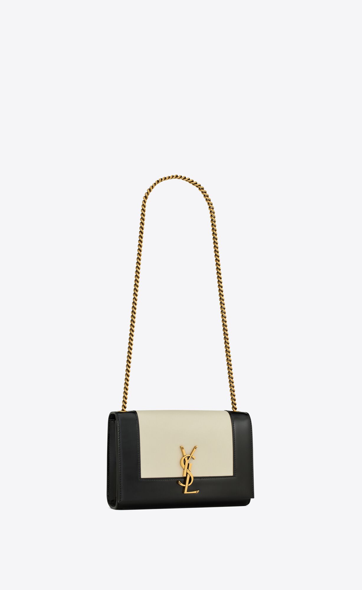 YSL Small Kate In Smooth And Shiny Kozene Biele Čierne | 14367-RSPC